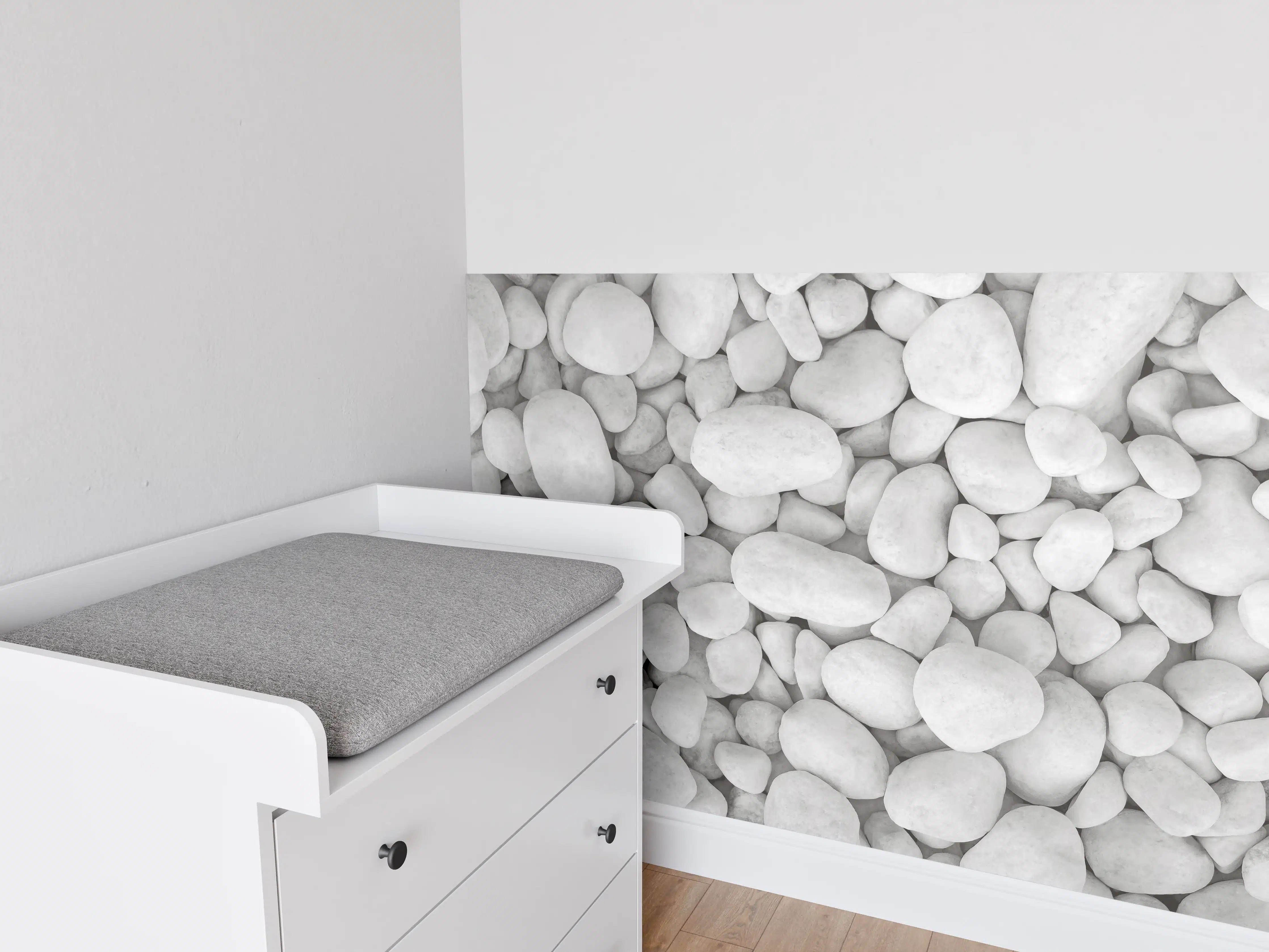 Babyzimmer Wandgestaltung - Weißer Kieselstein
