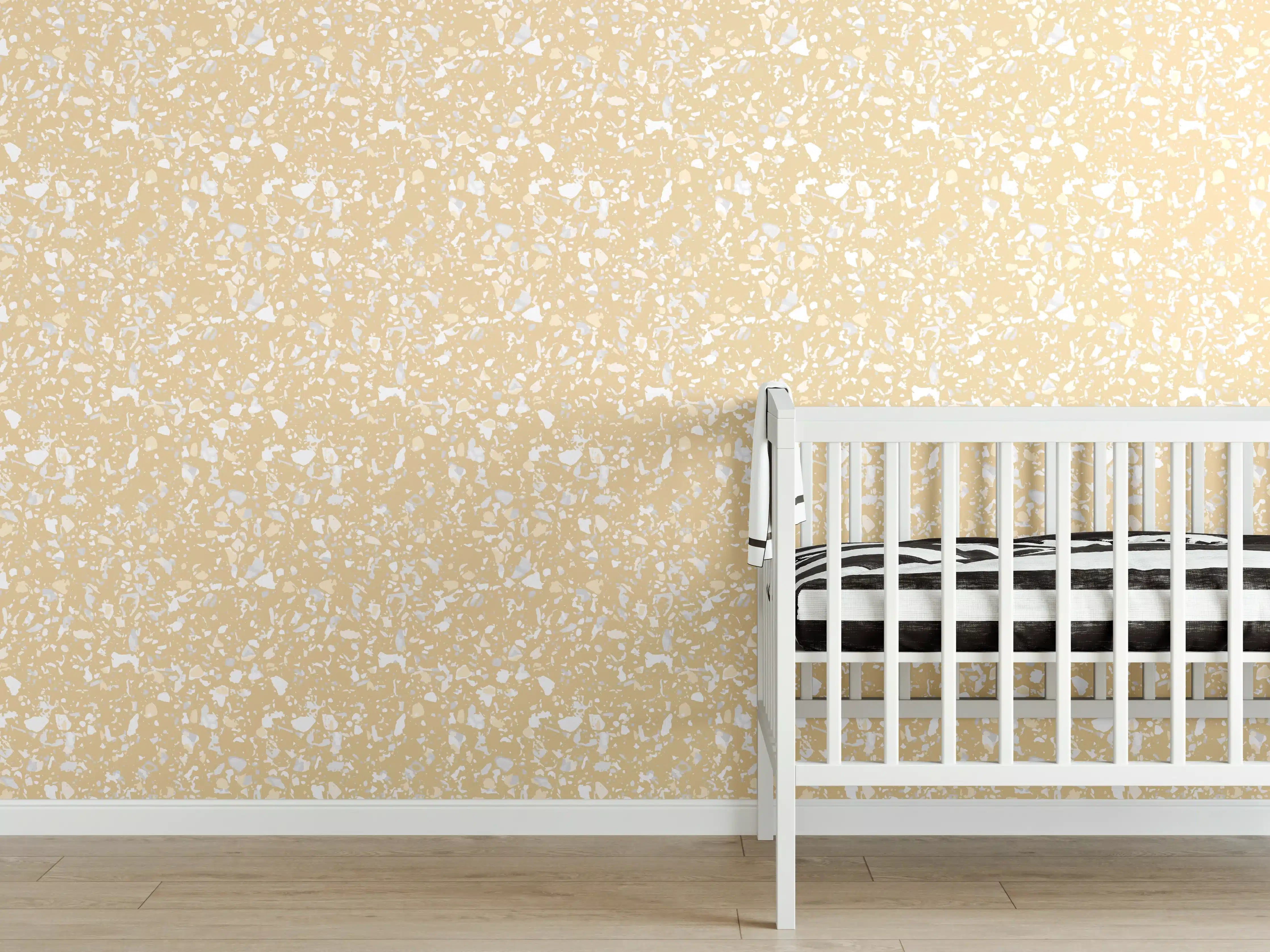 Babyzimmer Wandgestaltung - Weißer Marmortextur mit dezenten Graunuancen