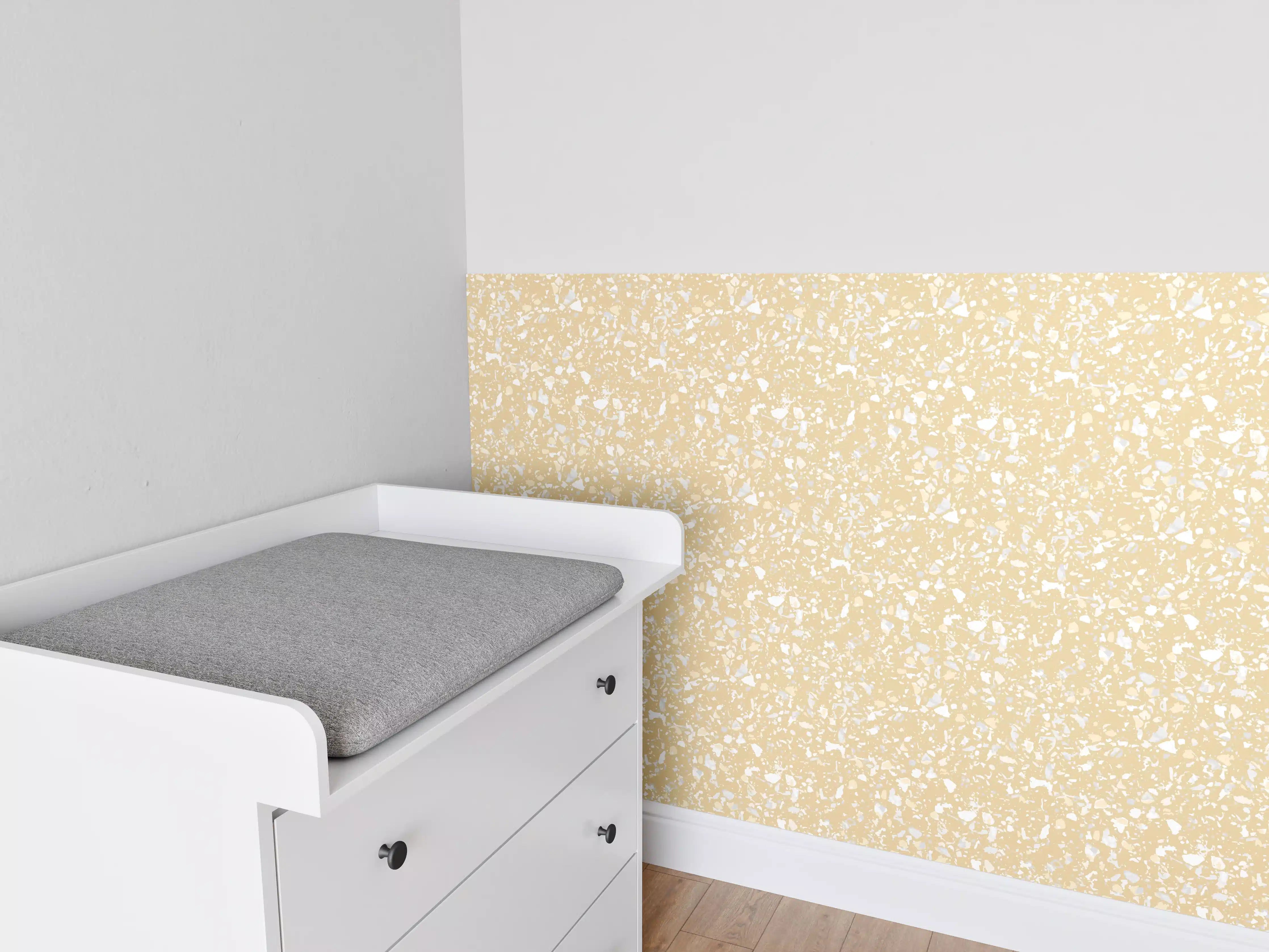 Babyzimmer Wandgestaltung - Weißer Marmortextur mit dezenten Graunuancen