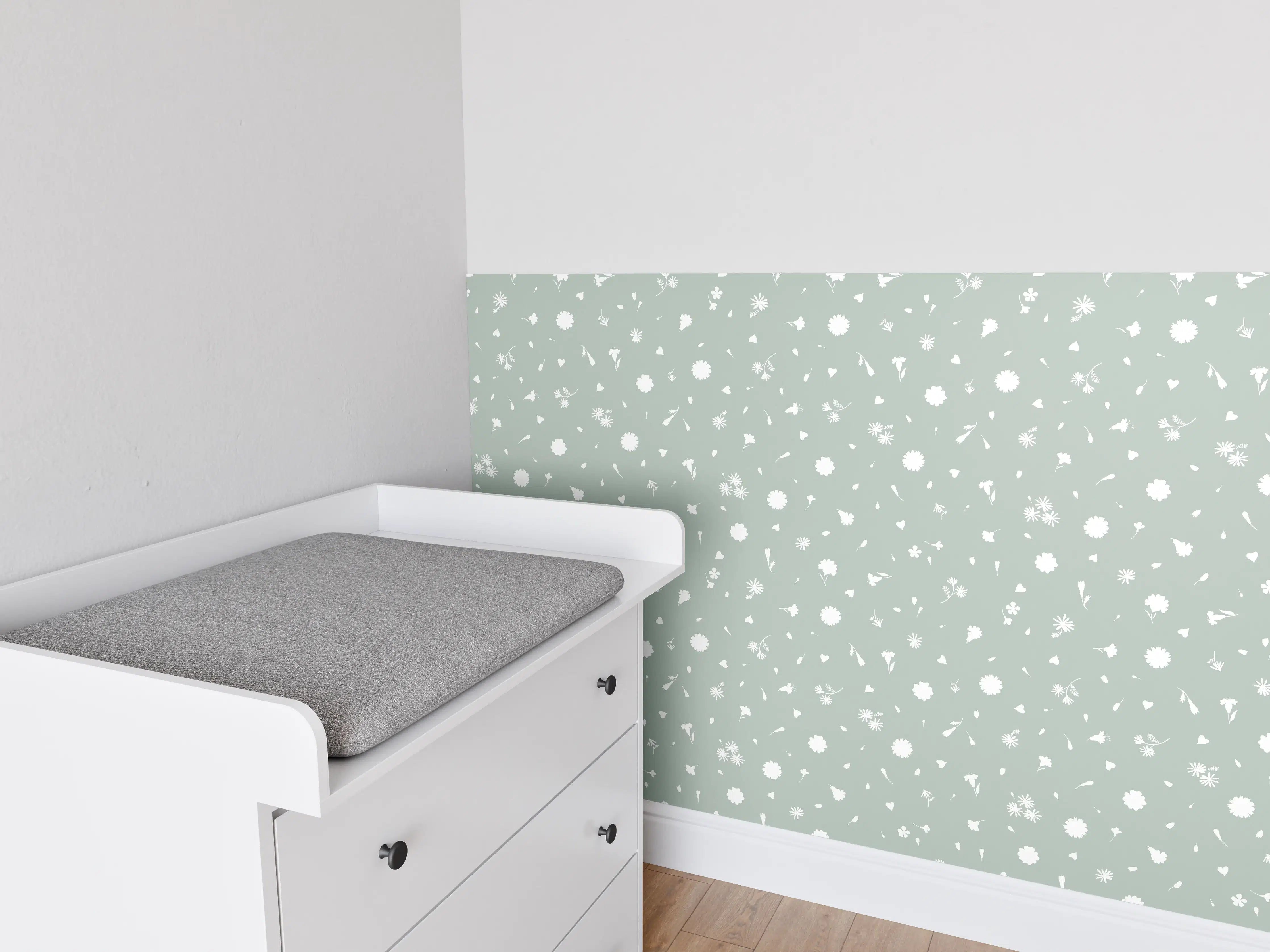 Babyzimmer Wandgestaltung - Weißer Schnee mit grauen Schatten