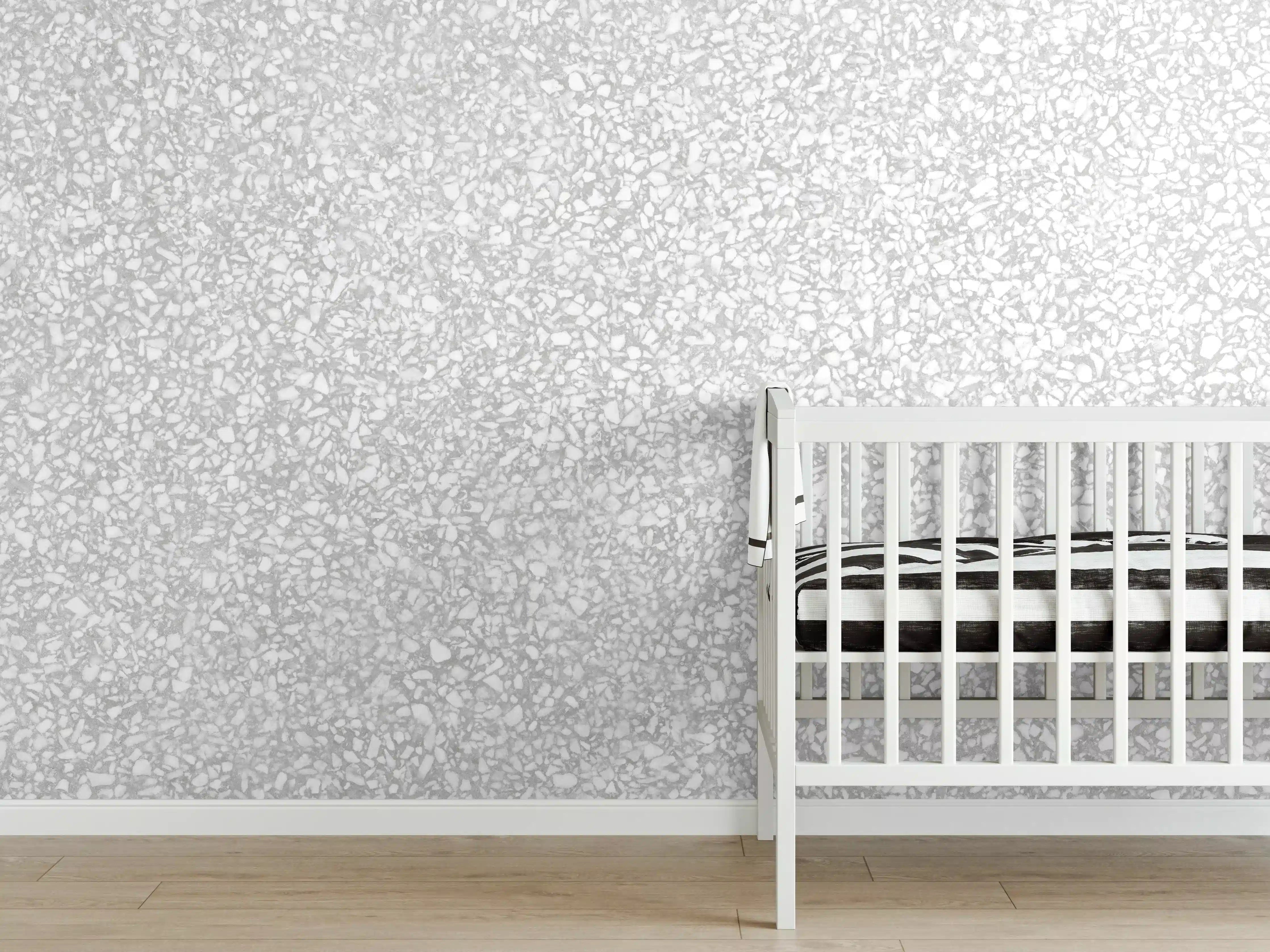 Babyzimmer Wandgestaltung - Weißer Terrazzostein 