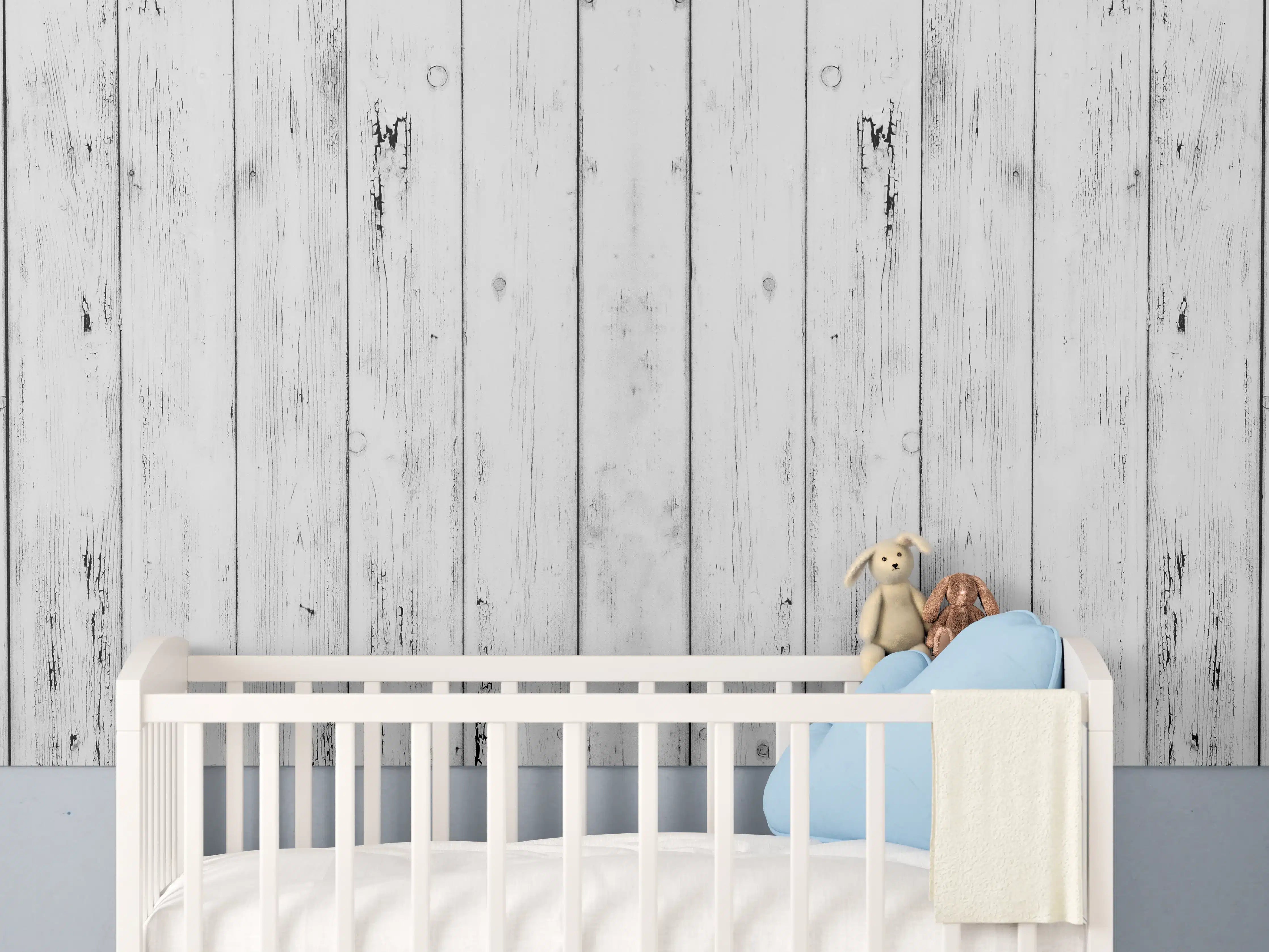 Babyzimmer Wandgestaltung - Weißer Vintage Holzhintergrund