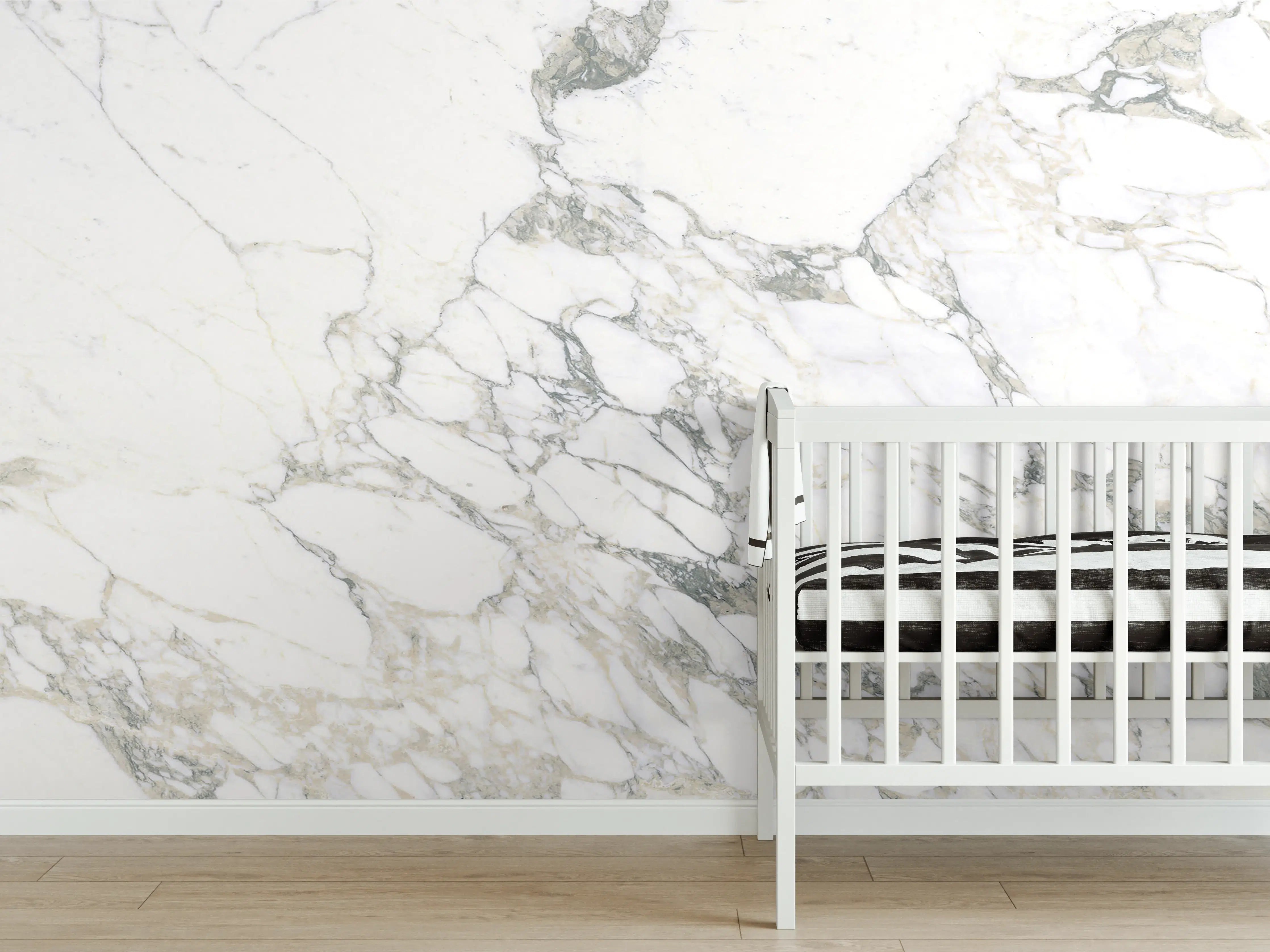 Babyzimmer Wandgestaltung - Weißer brüchiger Marmor
