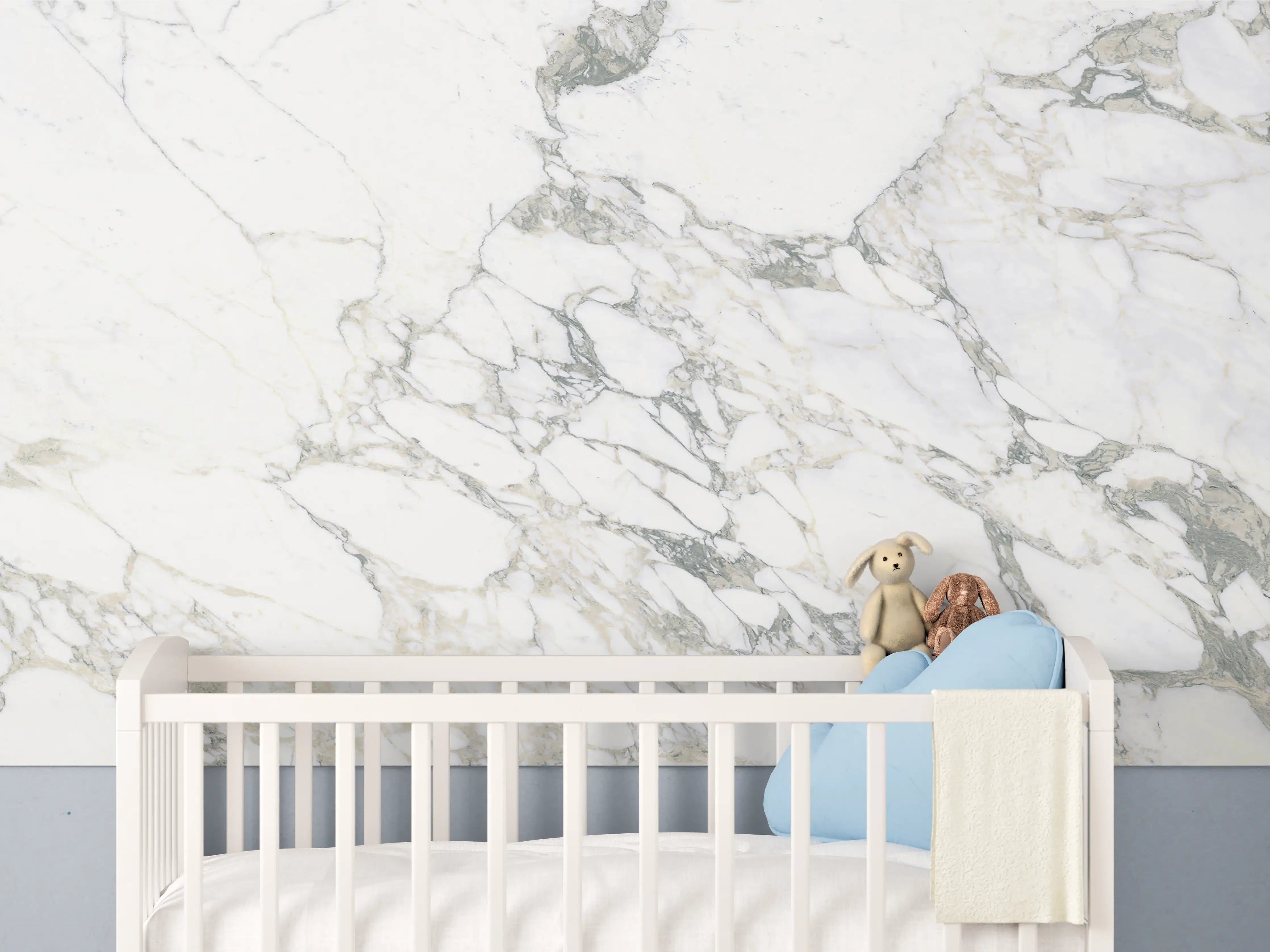Babyzimmer Wandgestaltung - Weißer brüchiger Marmor