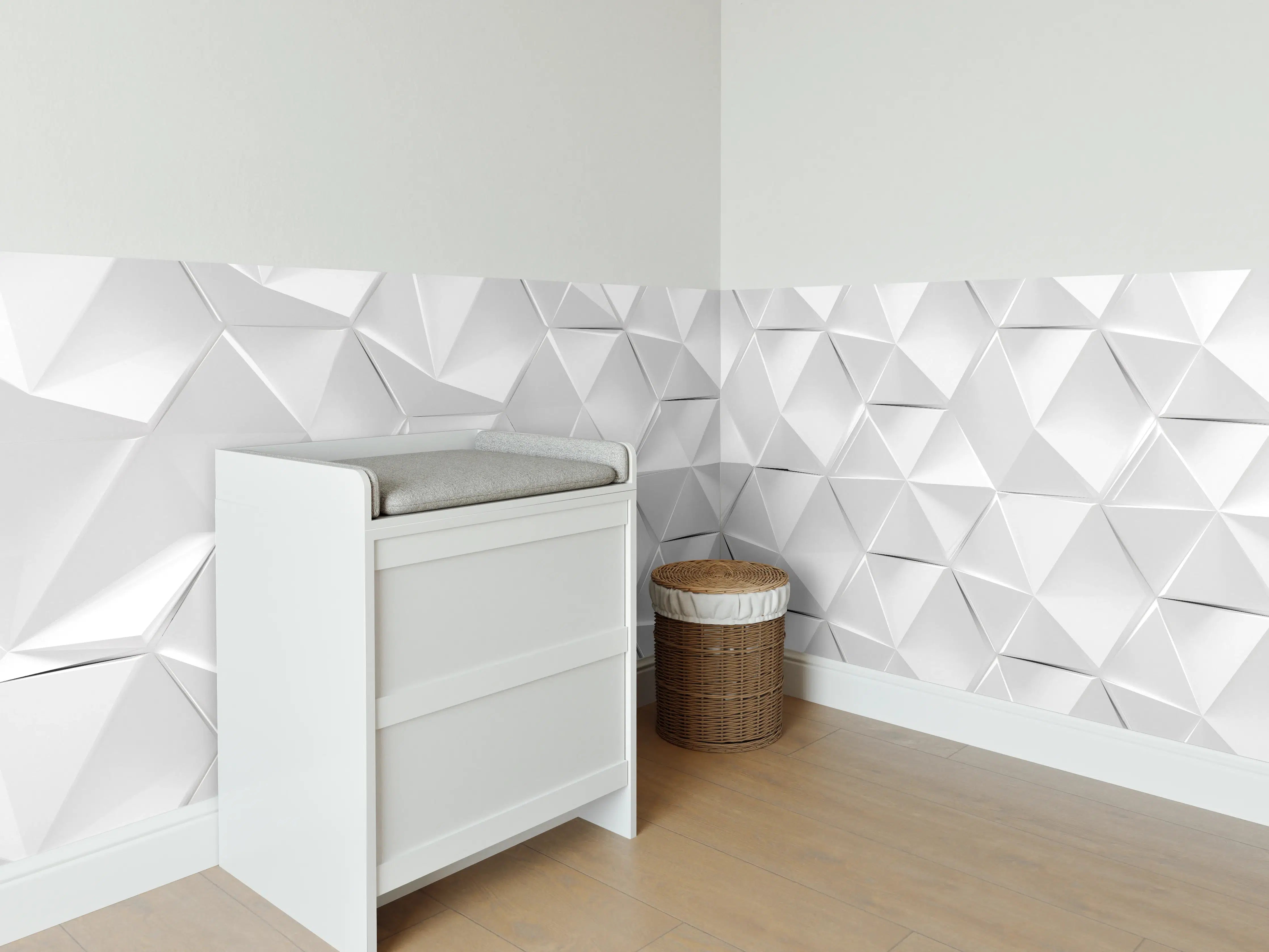 Babyzimmer Wandgestaltung - Weißer futuristischer Hintergrund 