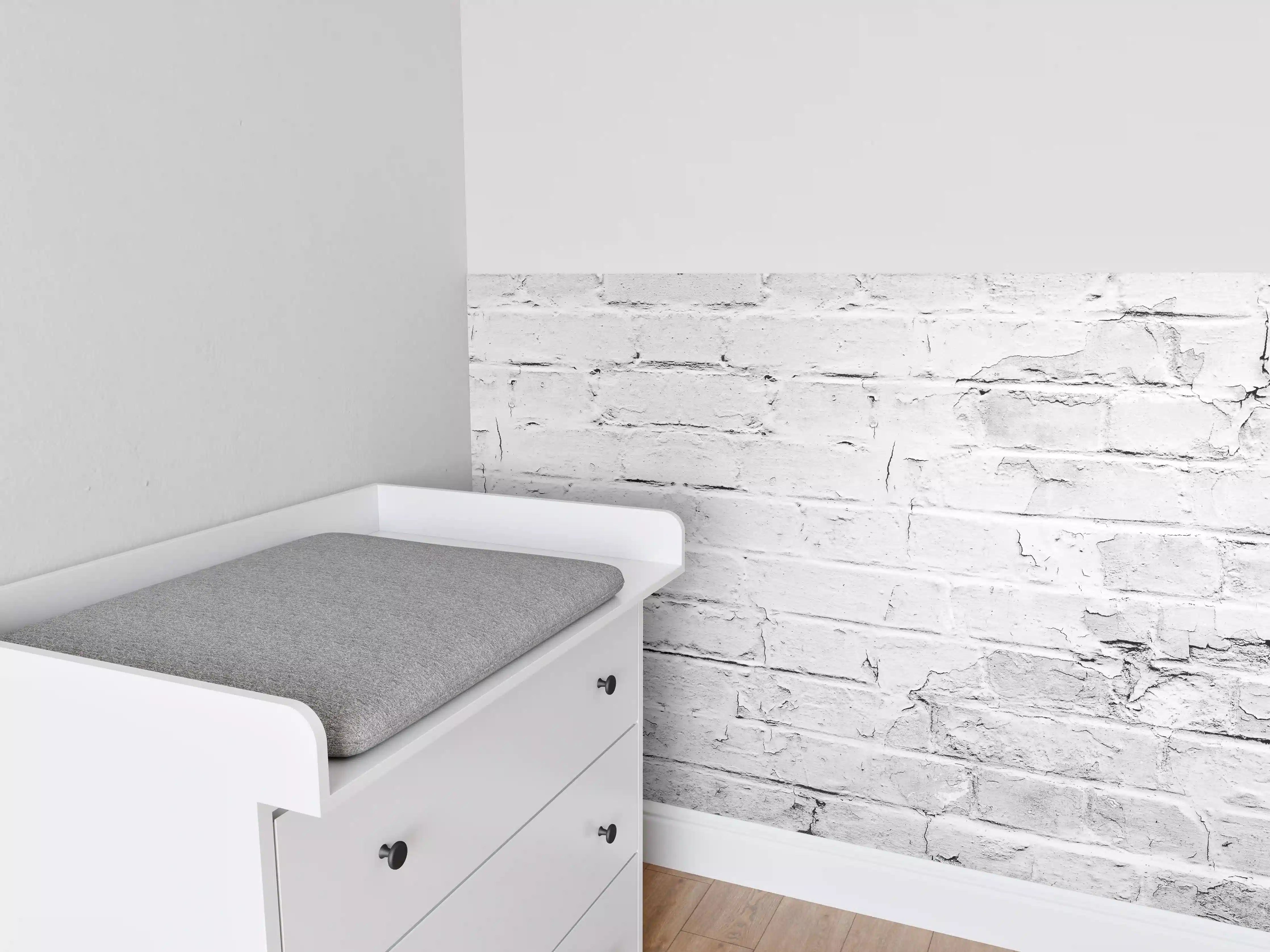 Babyzimmer Wandgestaltung - Weißer rustikaler Mauerwerk