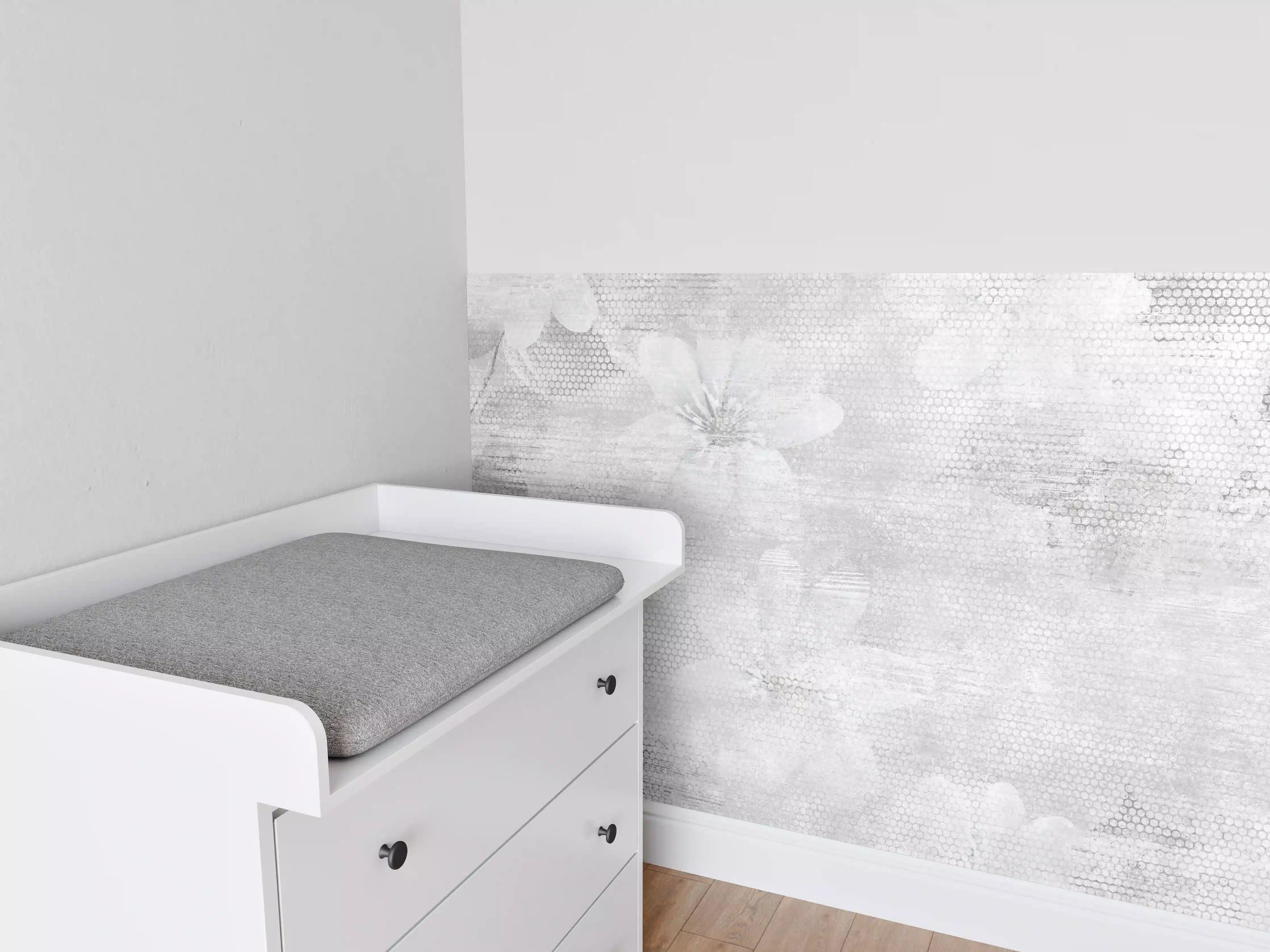 Babyzimmer Wandgestaltung - Weißes Blumen Muster - Floral