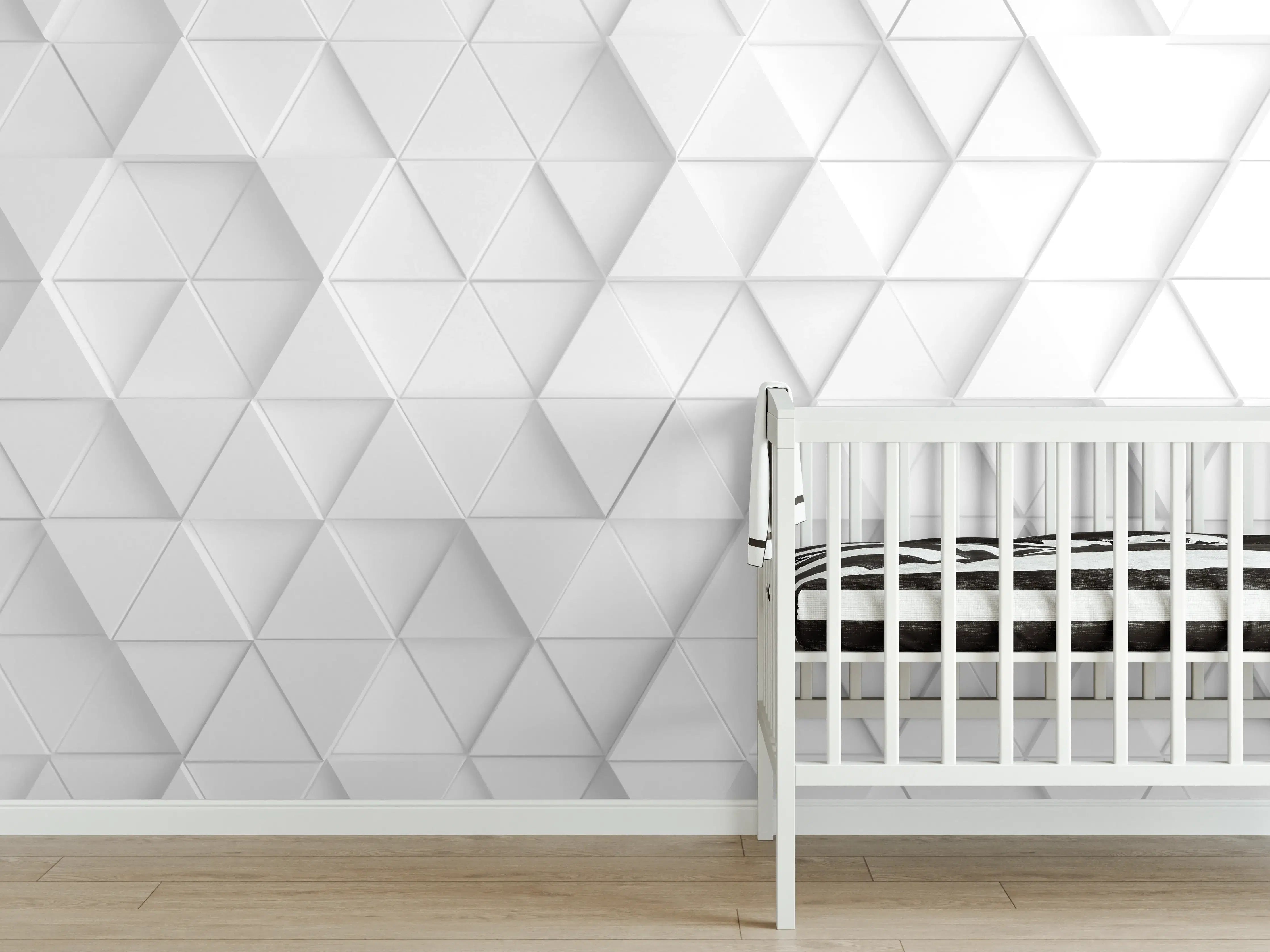 Babyzimmer Wandgestaltung - Weißes Dreiecks Muster