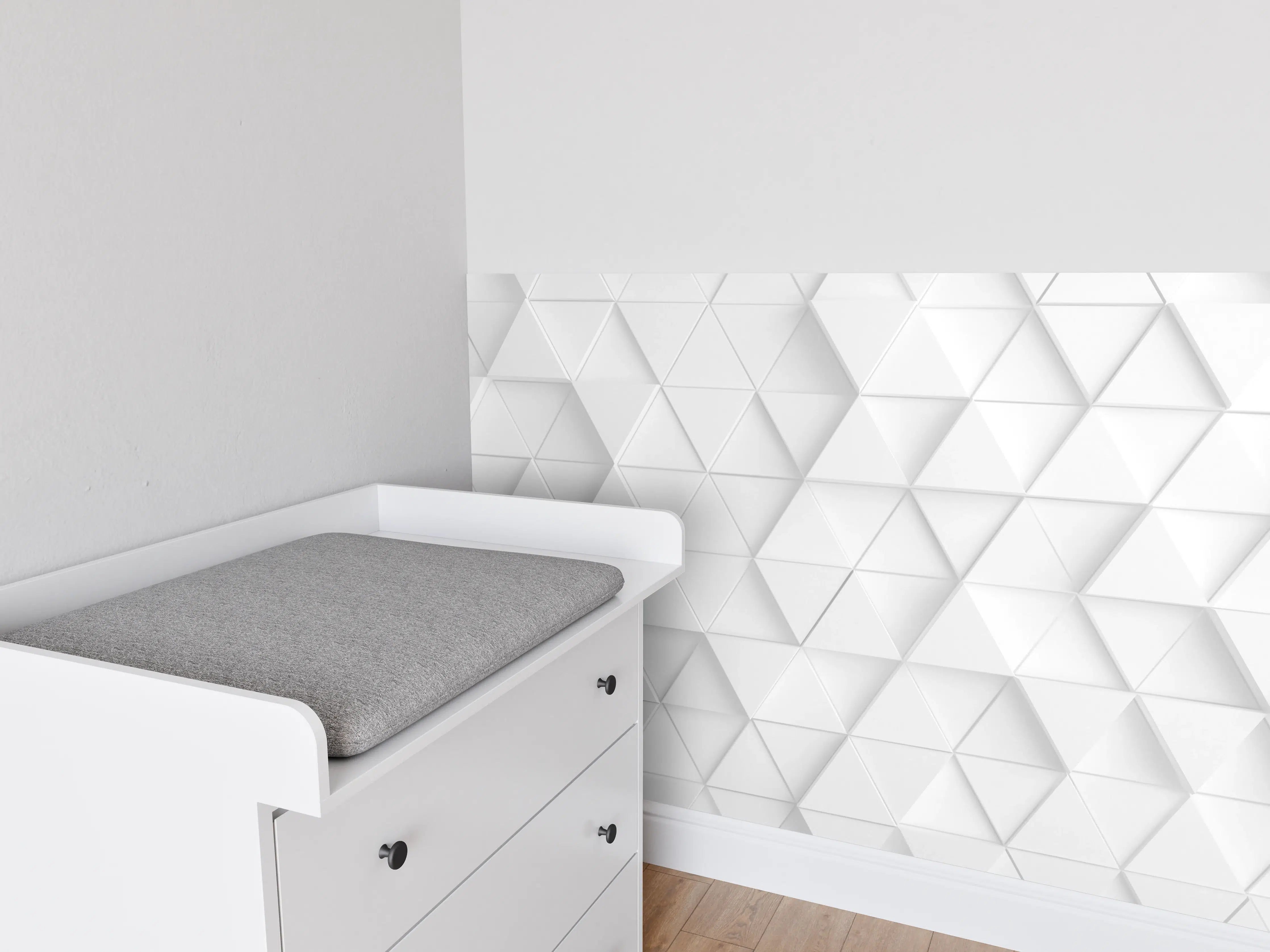 Babyzimmer Wandgestaltung - Weißes Dreiecks Muster