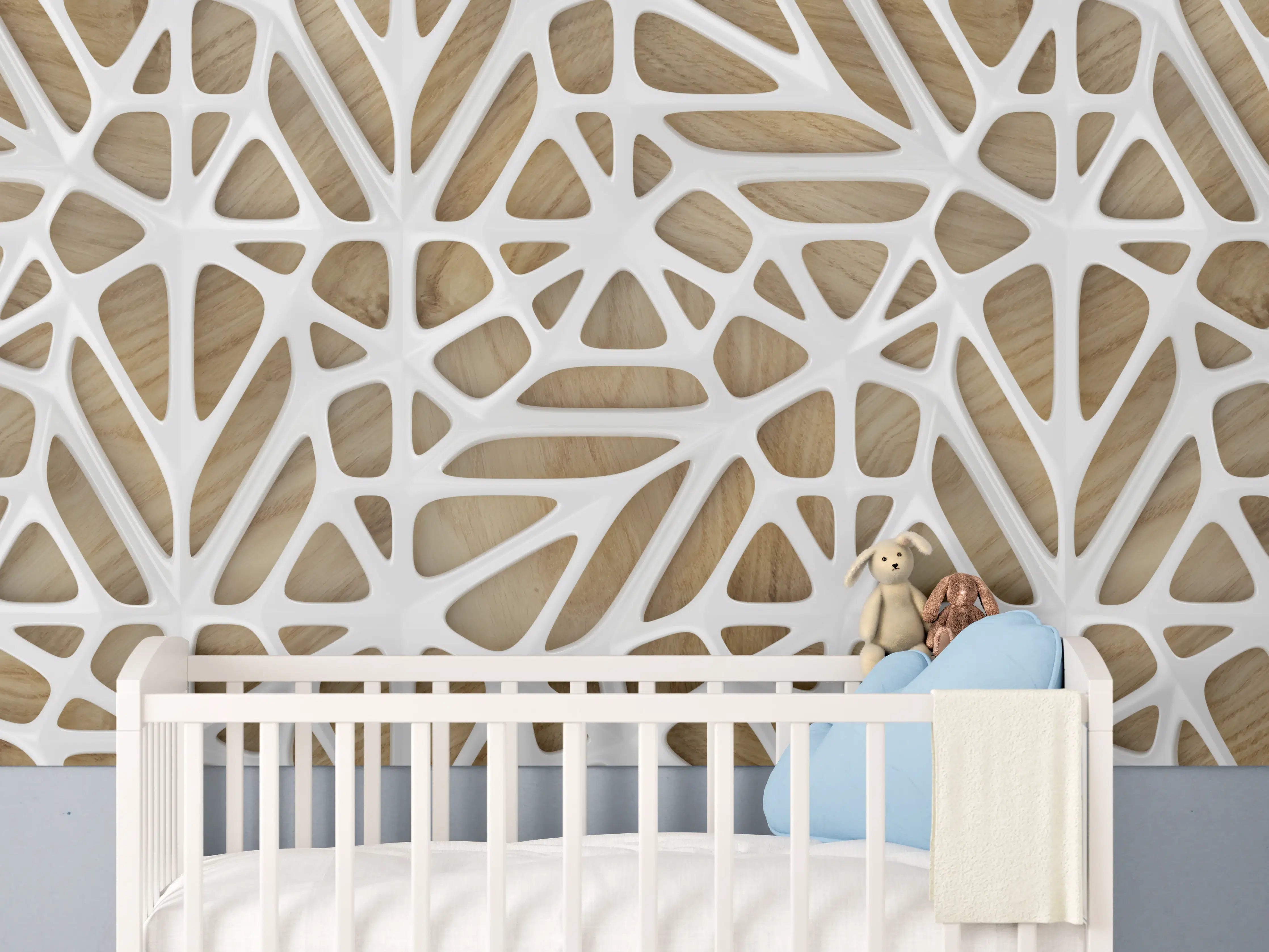 Babyzimmer Wandgestaltung - Weißes Gitter Muster