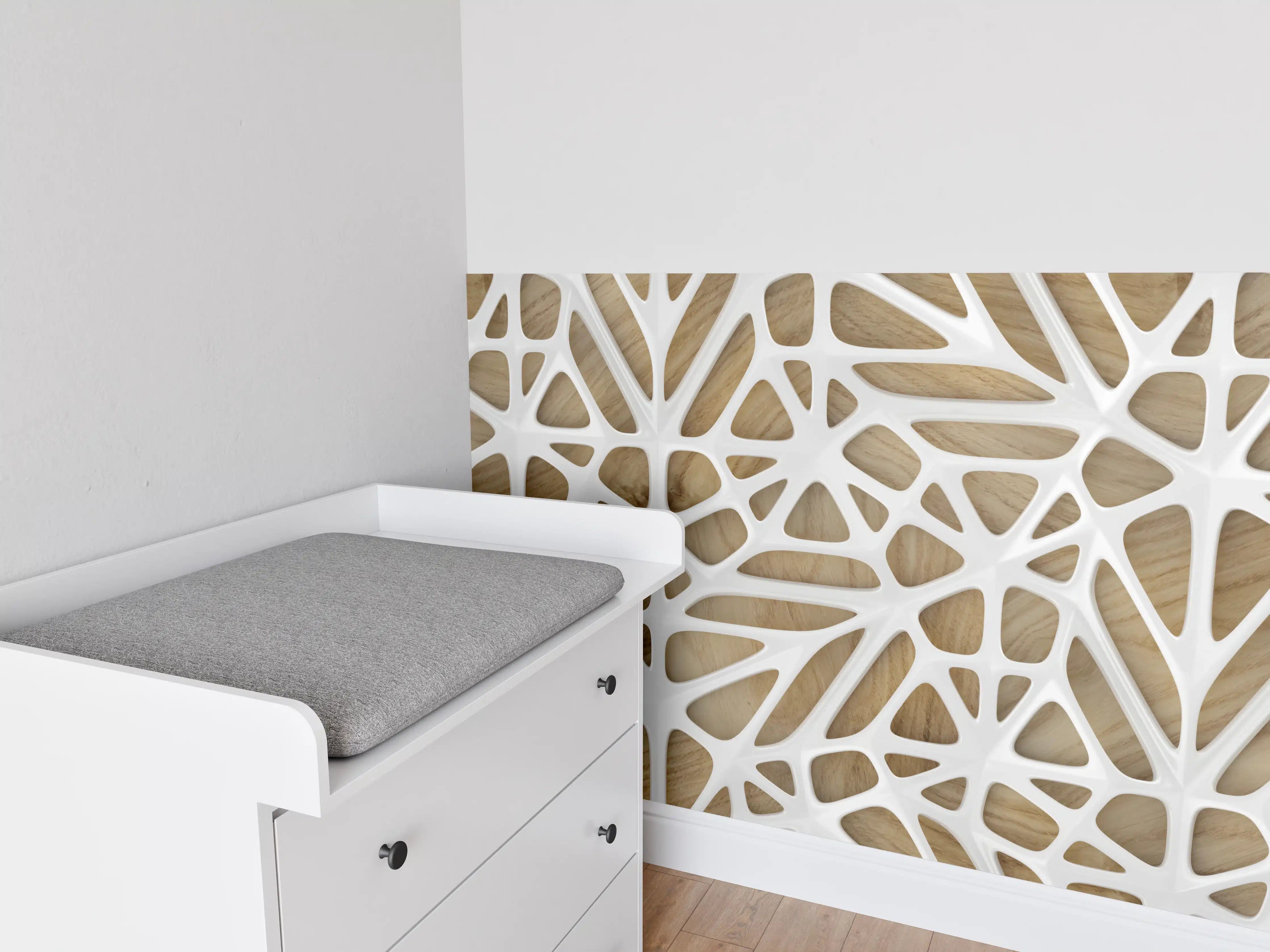 Babyzimmer Wandgestaltung - Weißes Gitter Muster