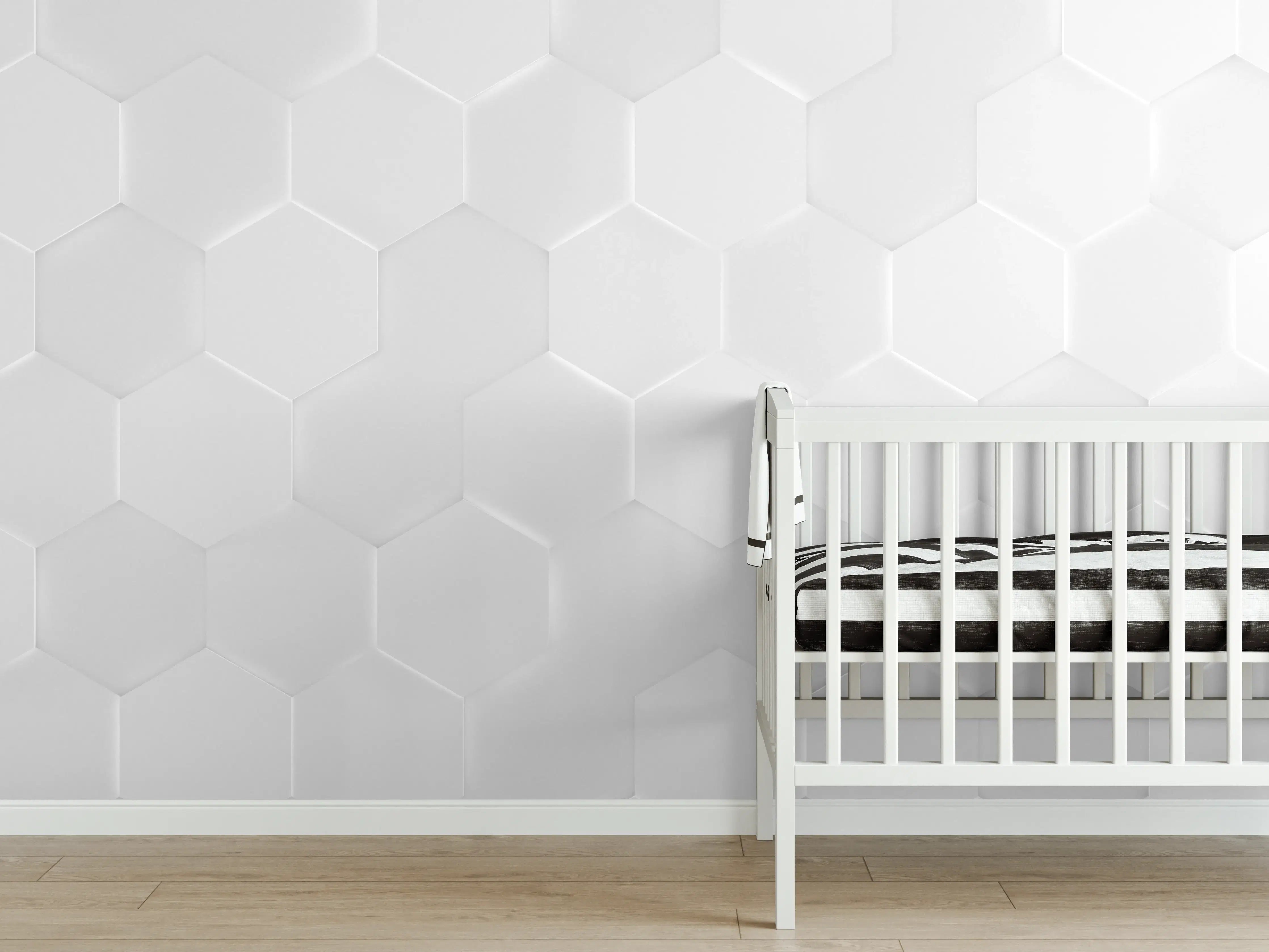 Babyzimmer Wandgestaltung - Weißes Hexagon-Muster