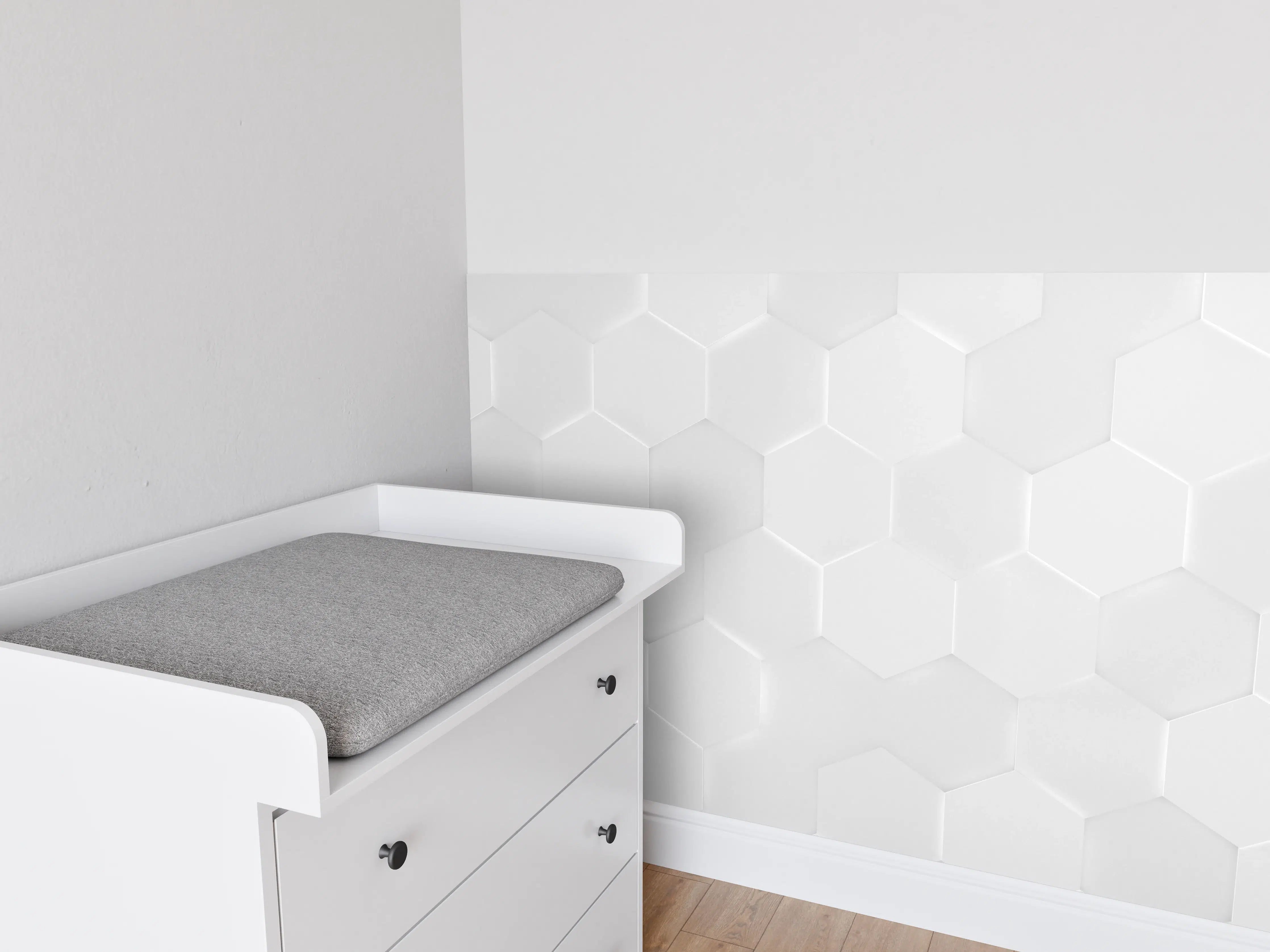 Babyzimmer Wandgestaltung - Weißes Hexagon-Muster