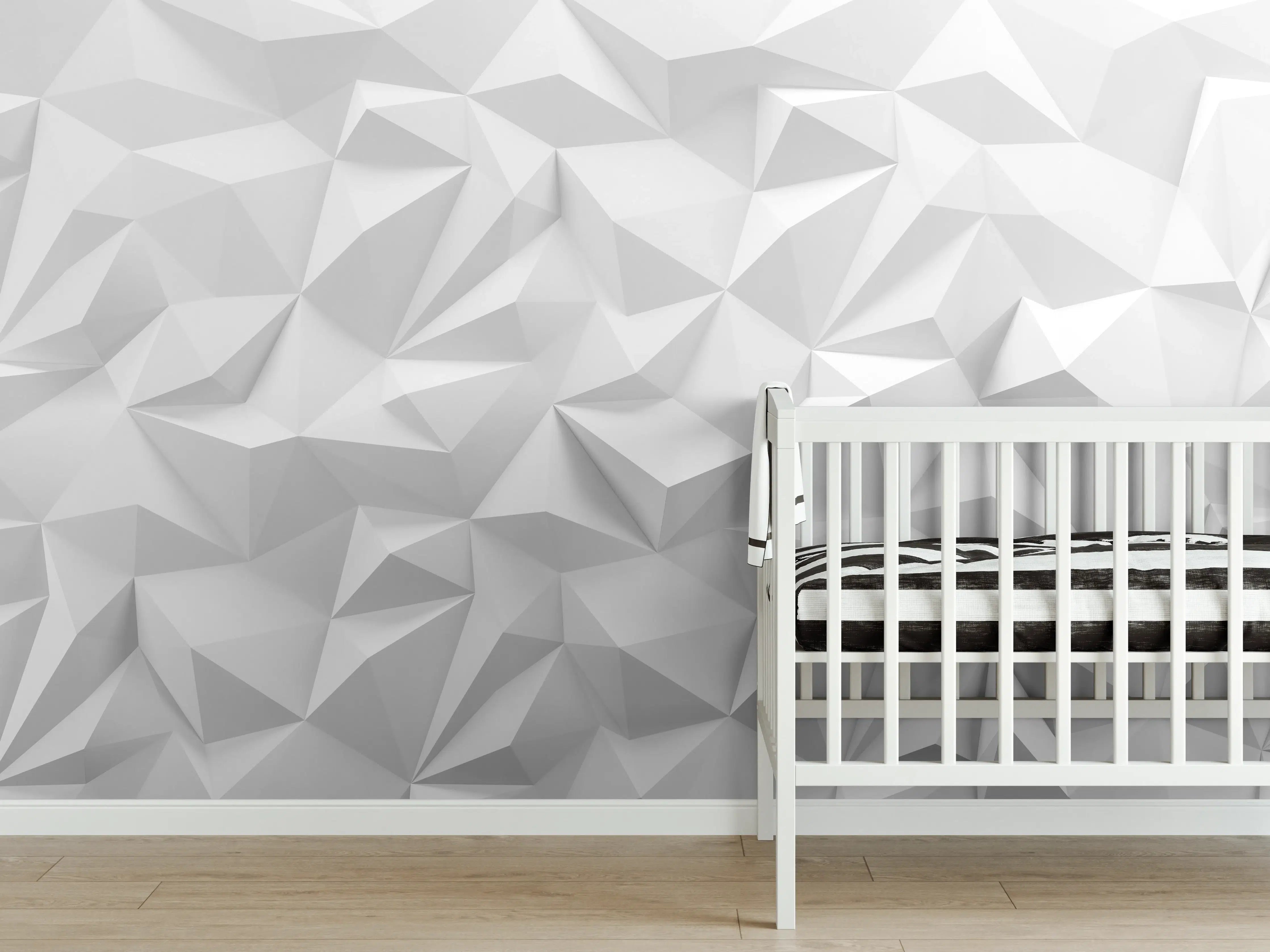 Babyzimmer Wandgestaltung - Weißes Low-Poly Design