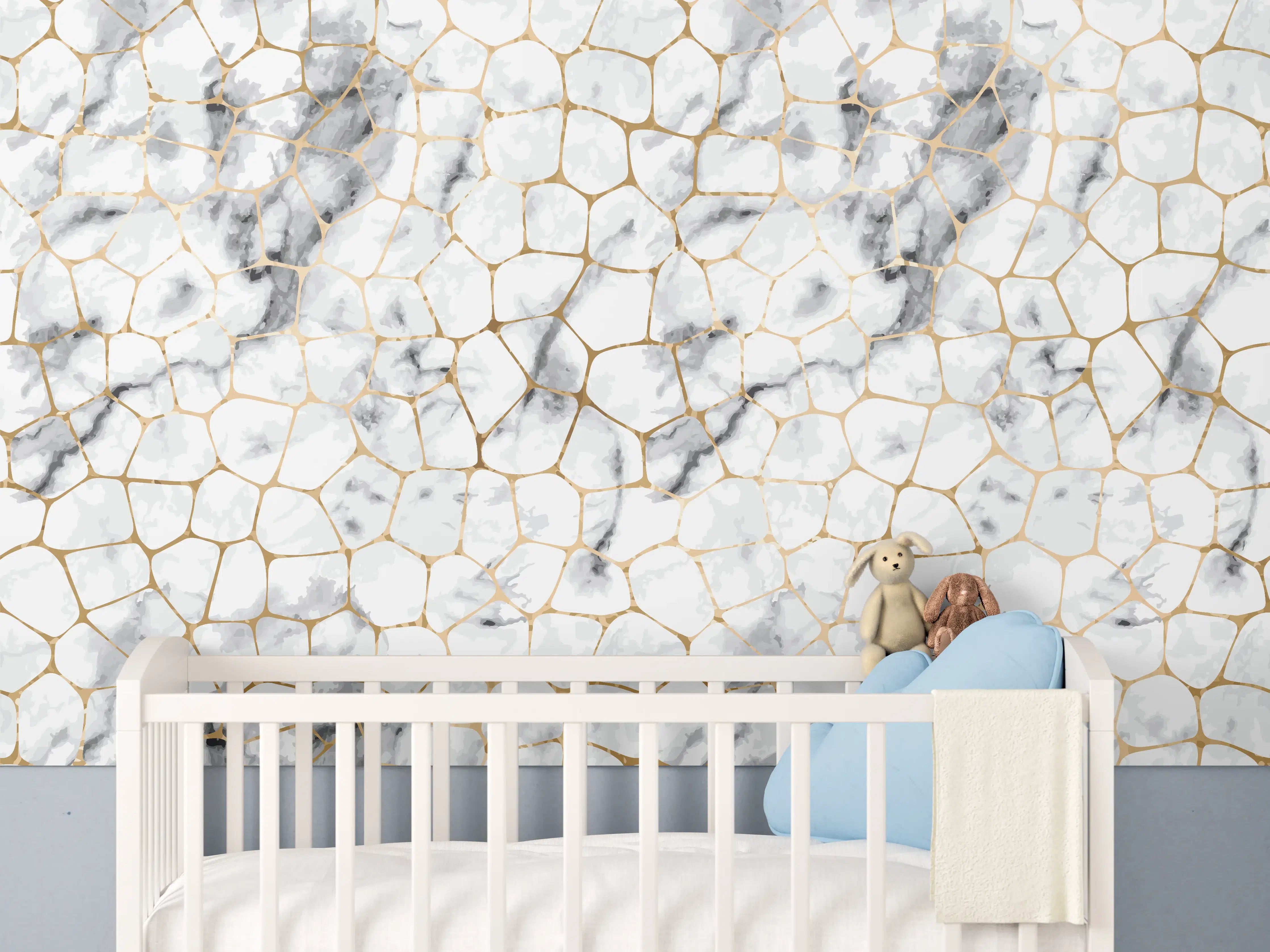 Babyzimmer Wandgestaltung - Weißes Marmor-Geometrie-Muster