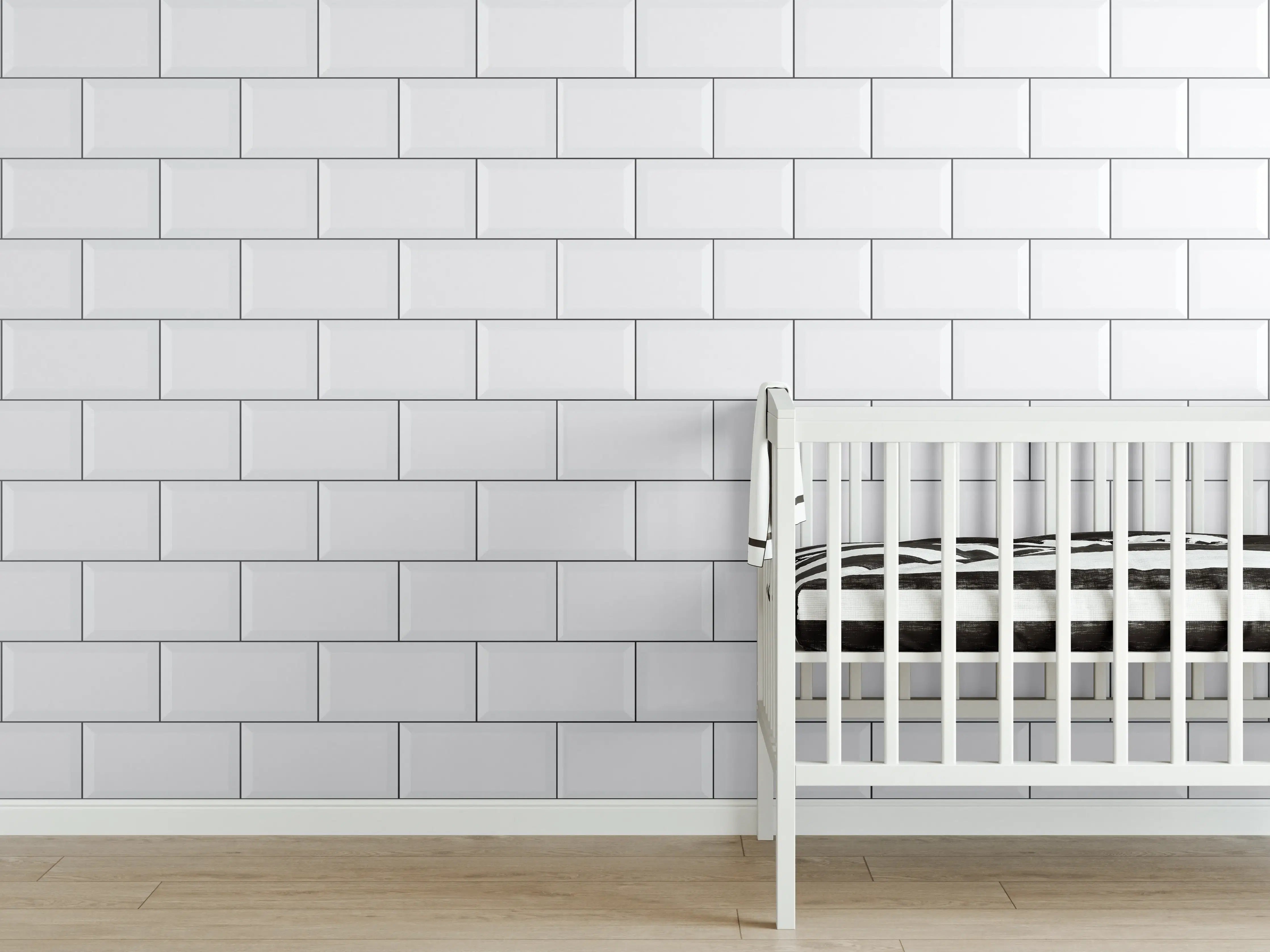 Babyzimmer Wandgestaltung - Weißes Mauerwerk-Design