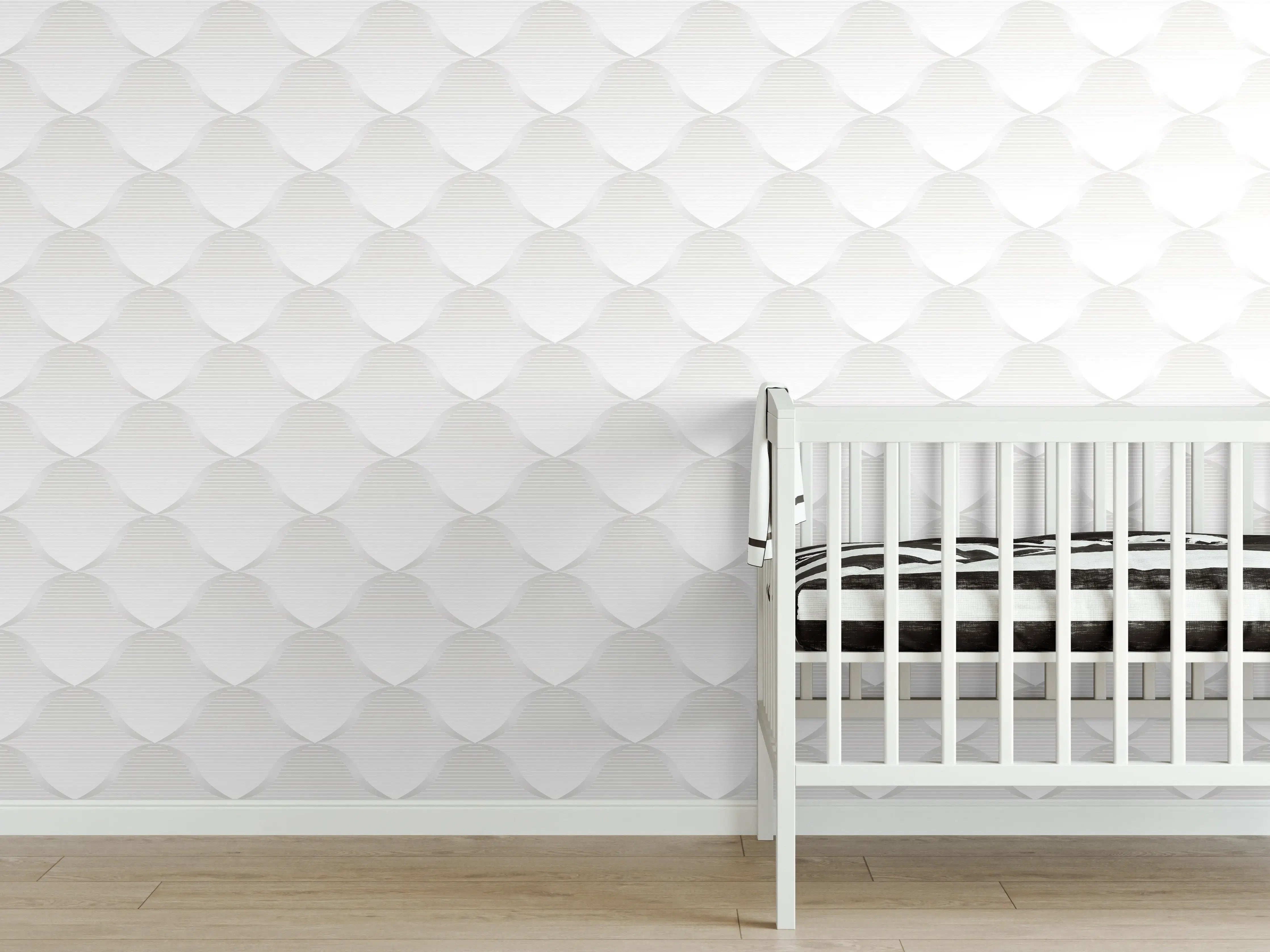 Babyzimmer Wandgestaltung - Weißes Steppmuster - Stoffdesign