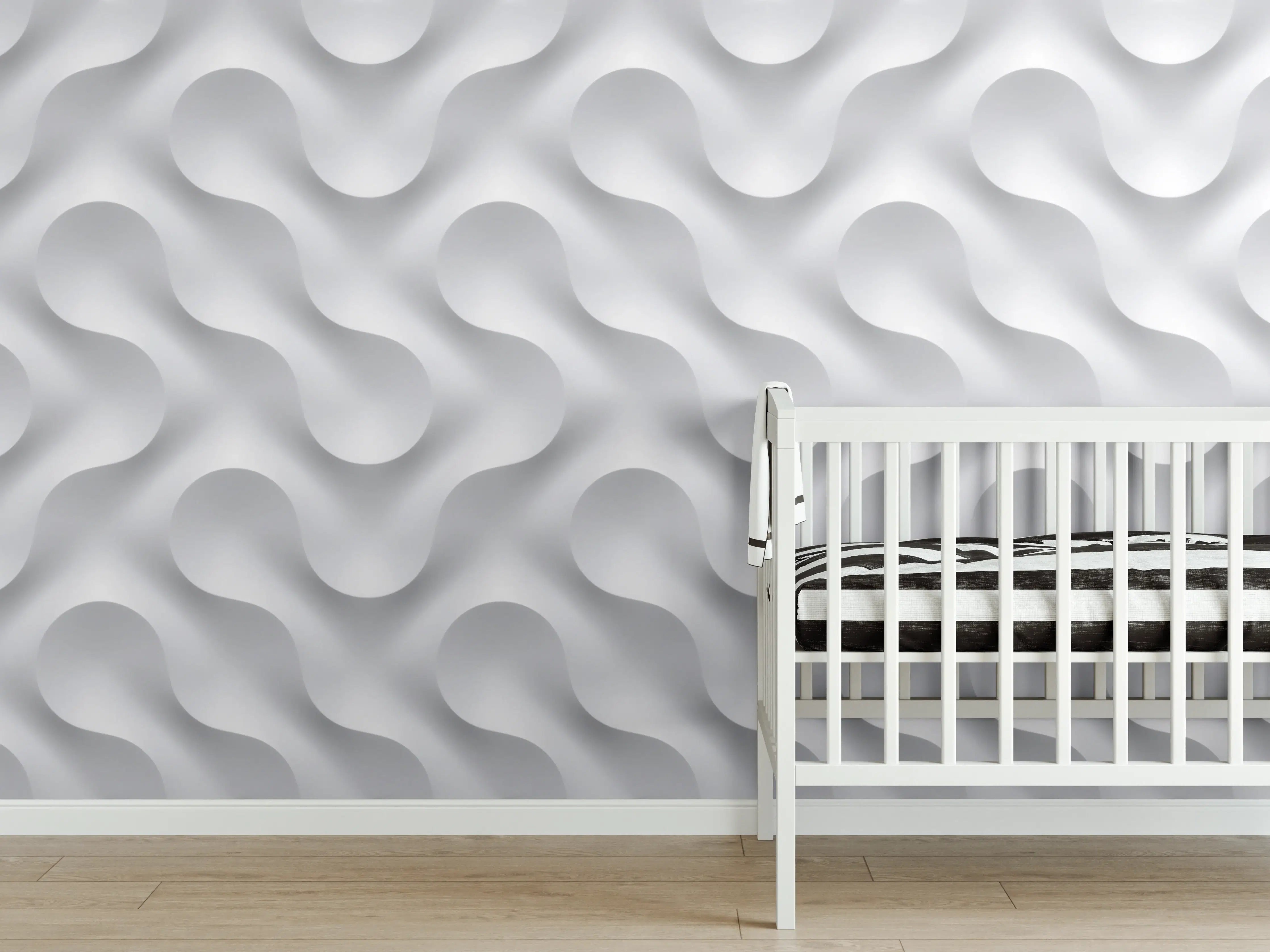 Babyzimmer Wandgestaltung - Weißes Wellen Muster