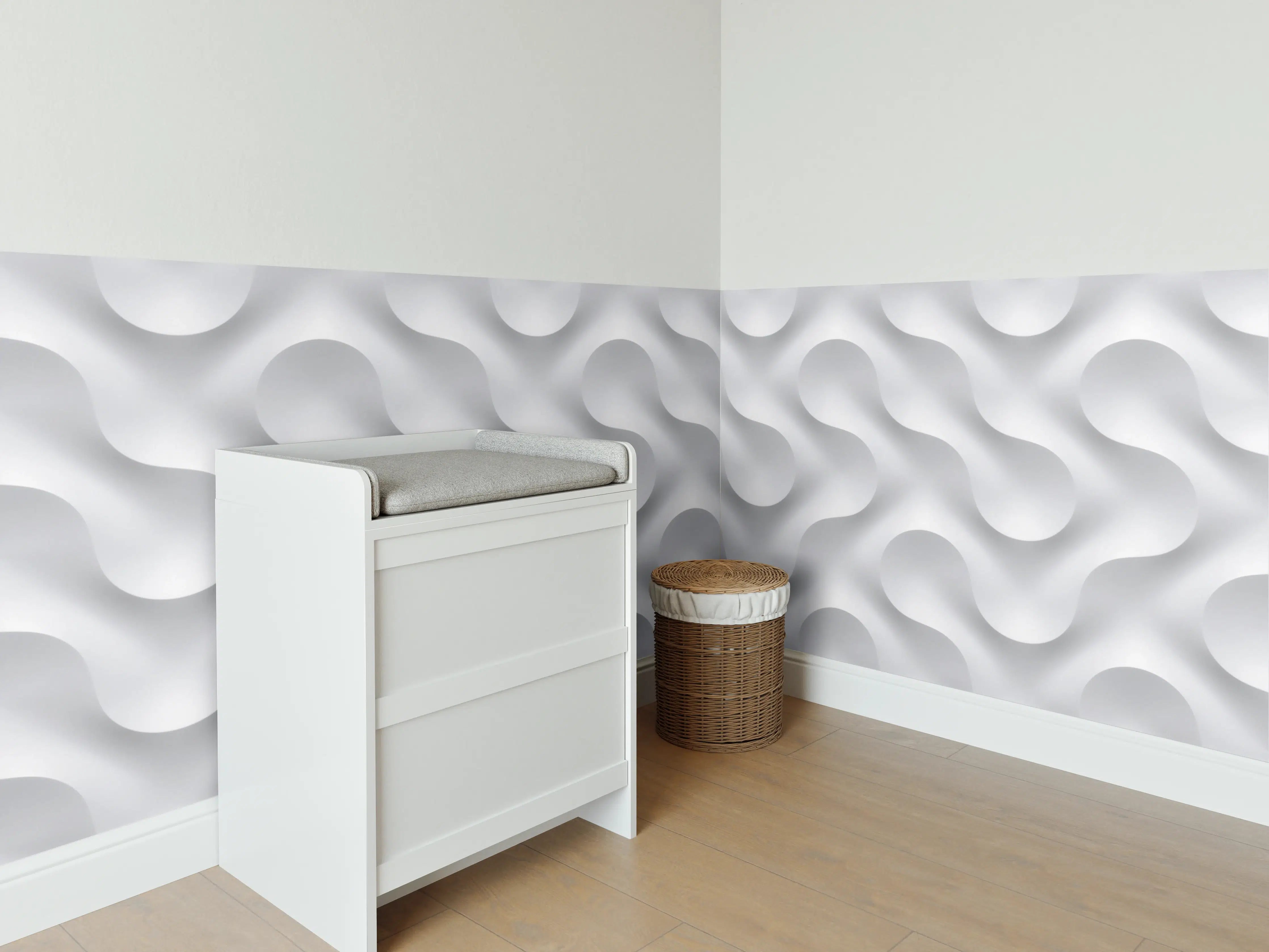 Babyzimmer Wandgestaltung - Weißes Wellen Muster