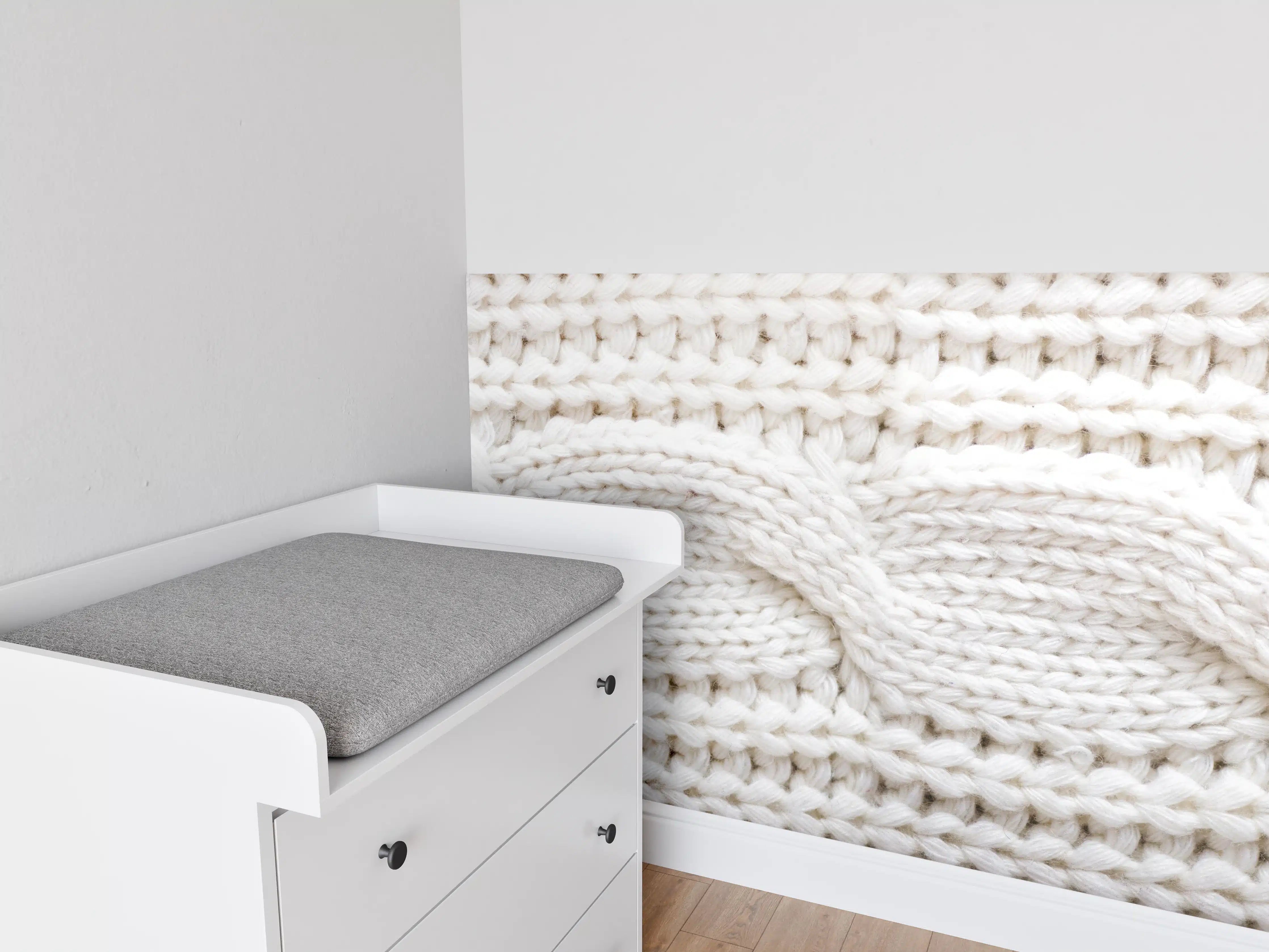 Babyzimmer Wandgestaltung - Weißes Wollstrickmuster