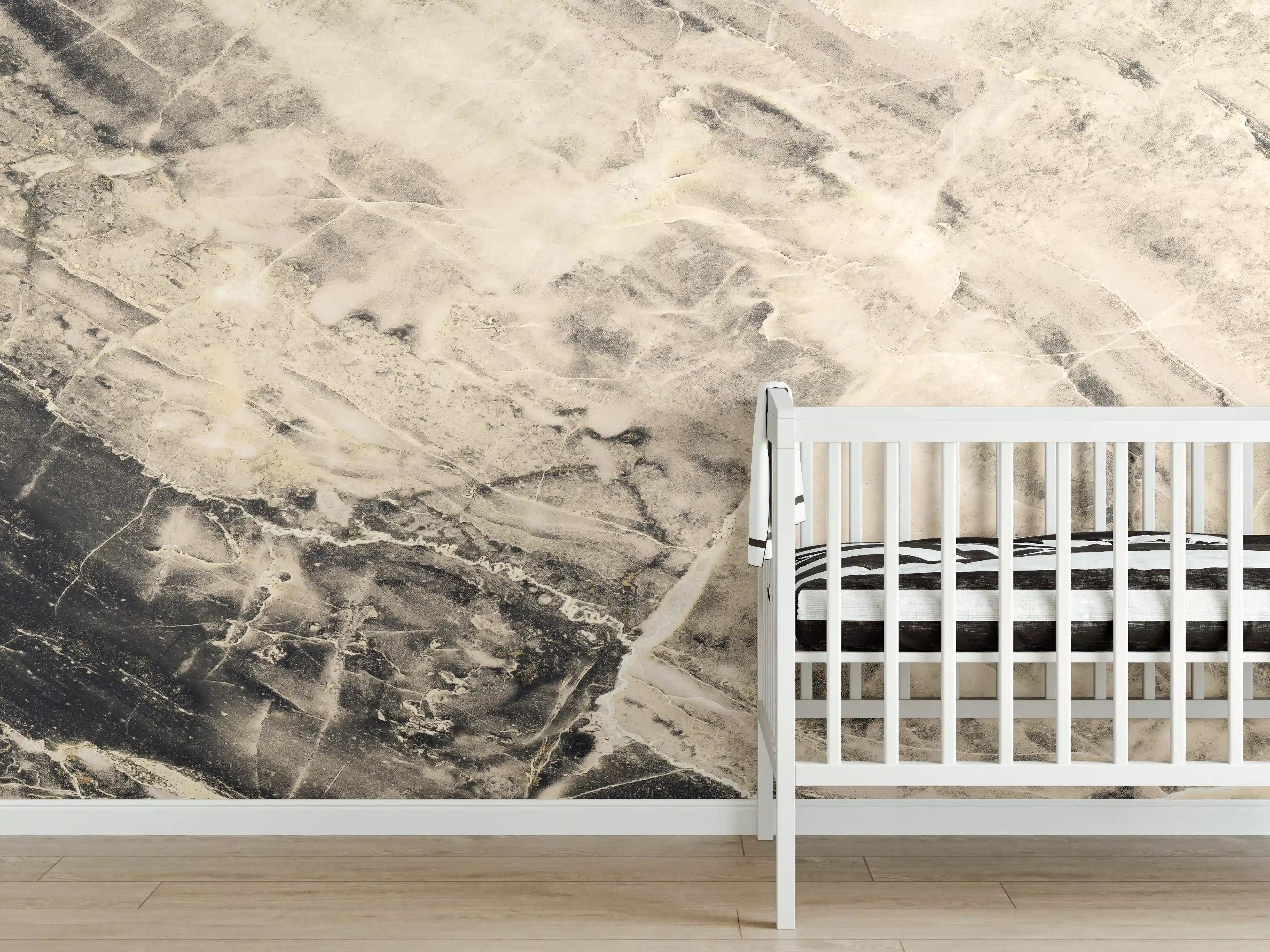 Babyzimmer Wandgestaltung - Weißliche Marmormuster