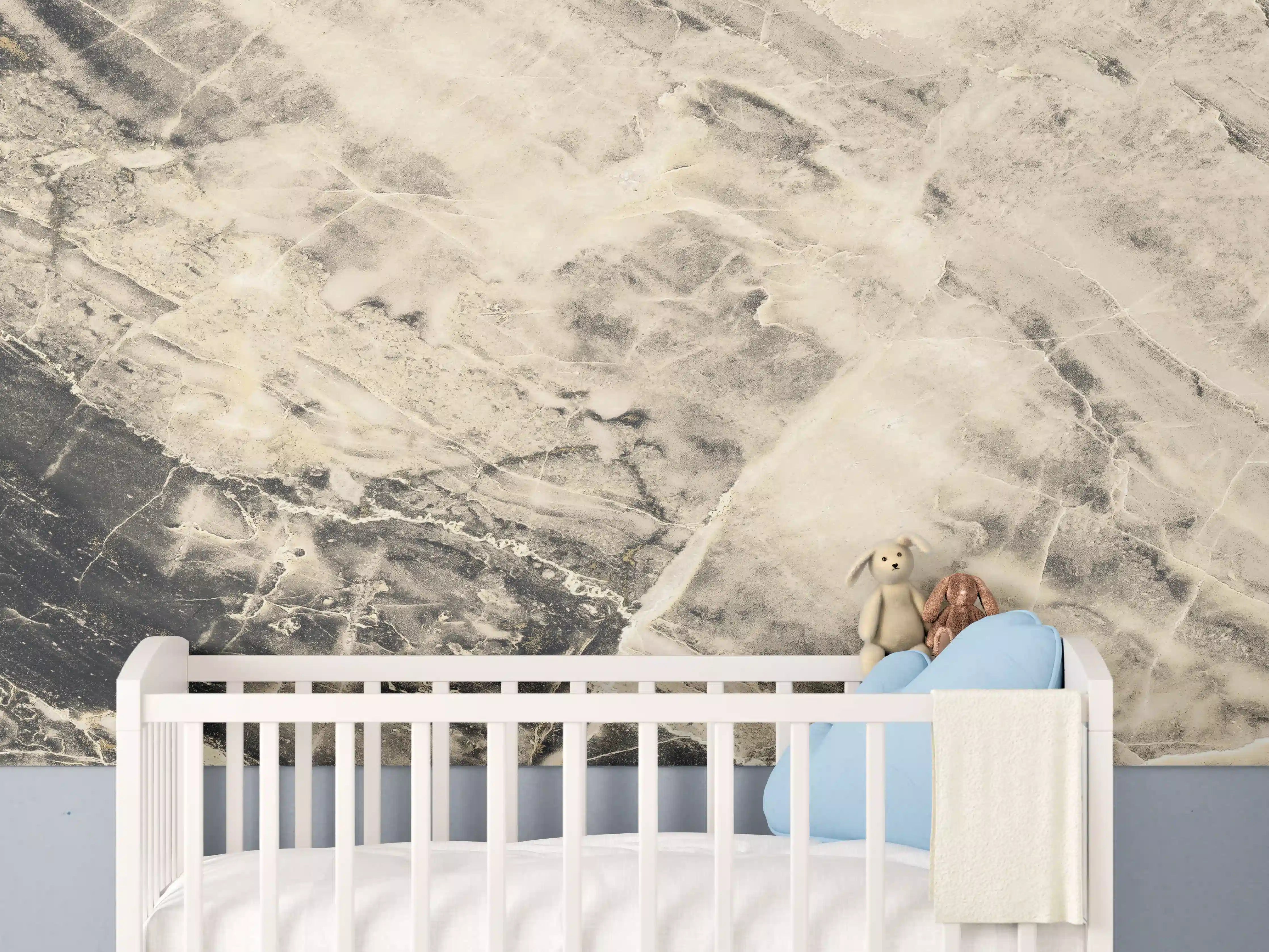 Babyzimmer Wandgestaltung - Weißliche Marmormuster