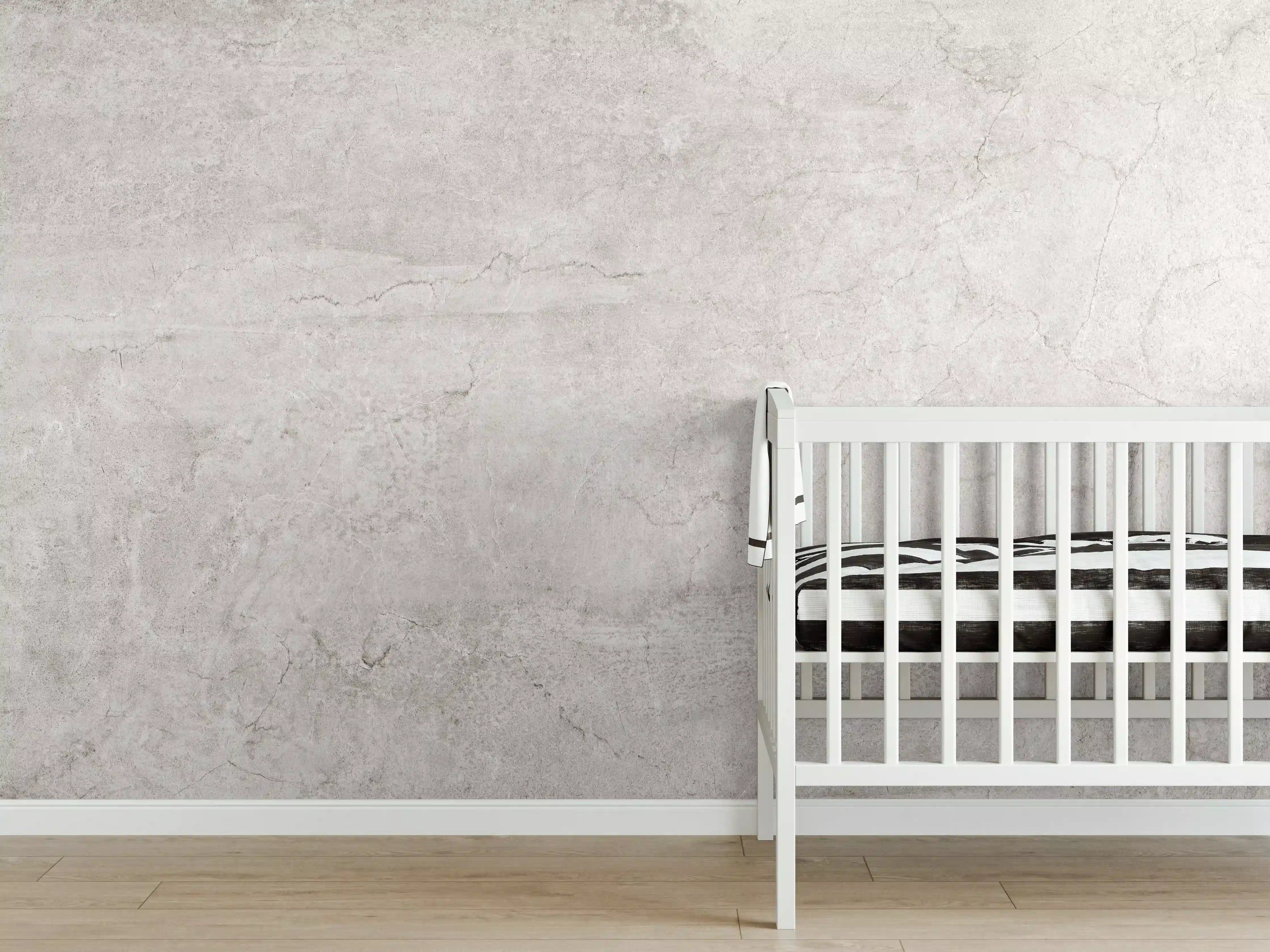 Babyzimmer Wandgestaltung - Weißliche Zement Textur 