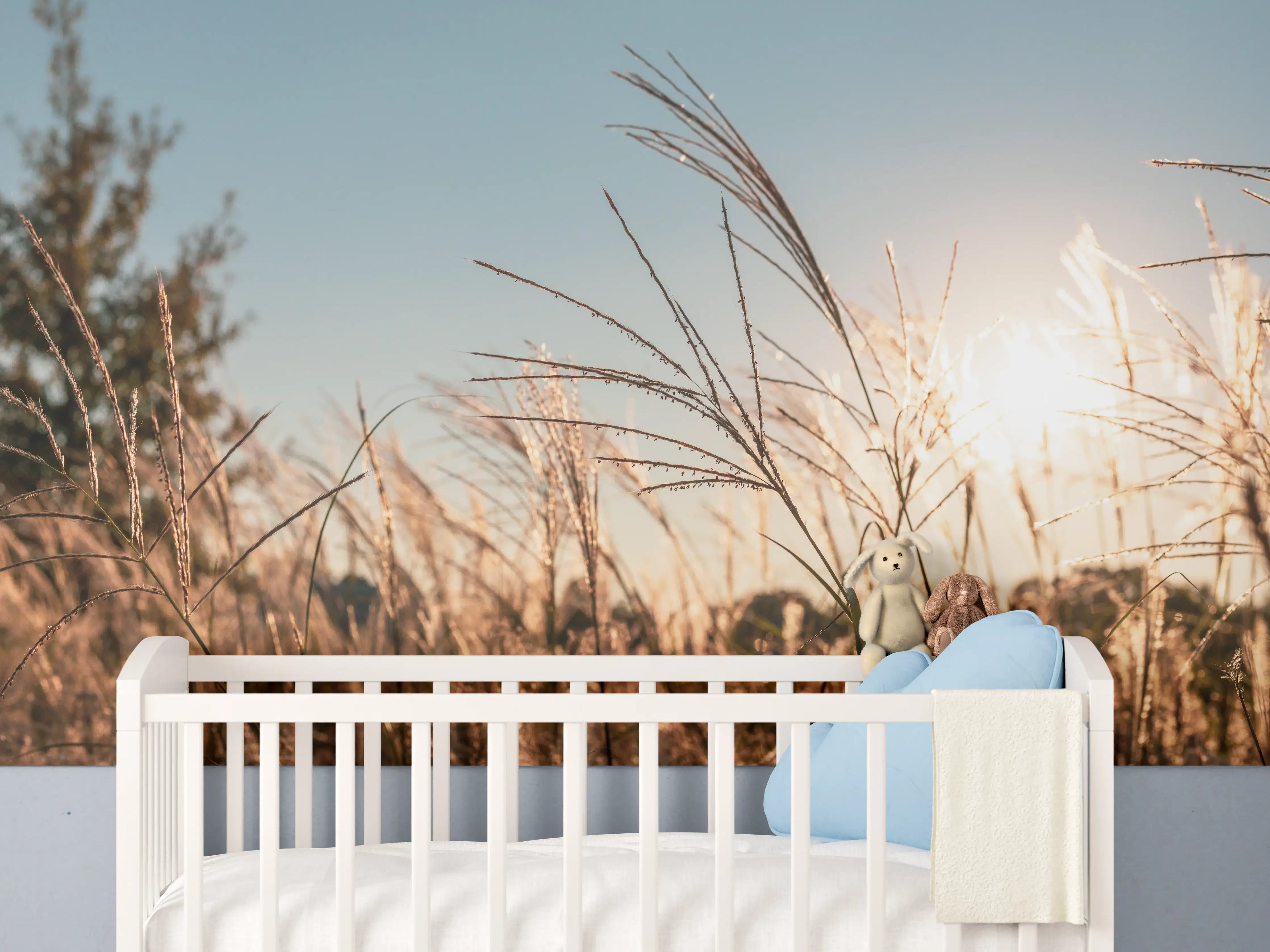 Babyzimmer Wandgestaltung - Weizenfeld in der Sonne