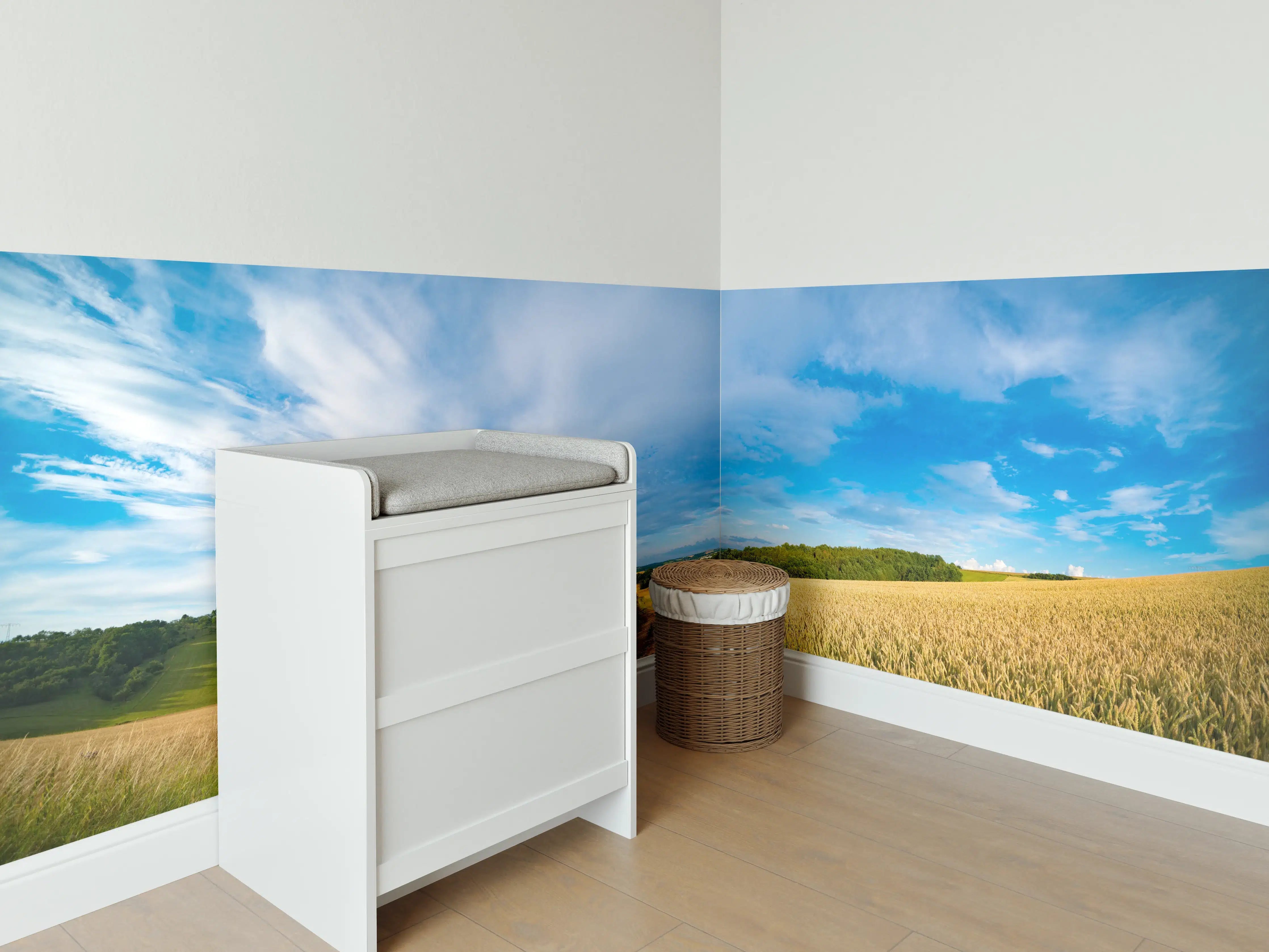 Babyzimmer Wandgestaltung - Weizenfeldes am Morgen - Kansas