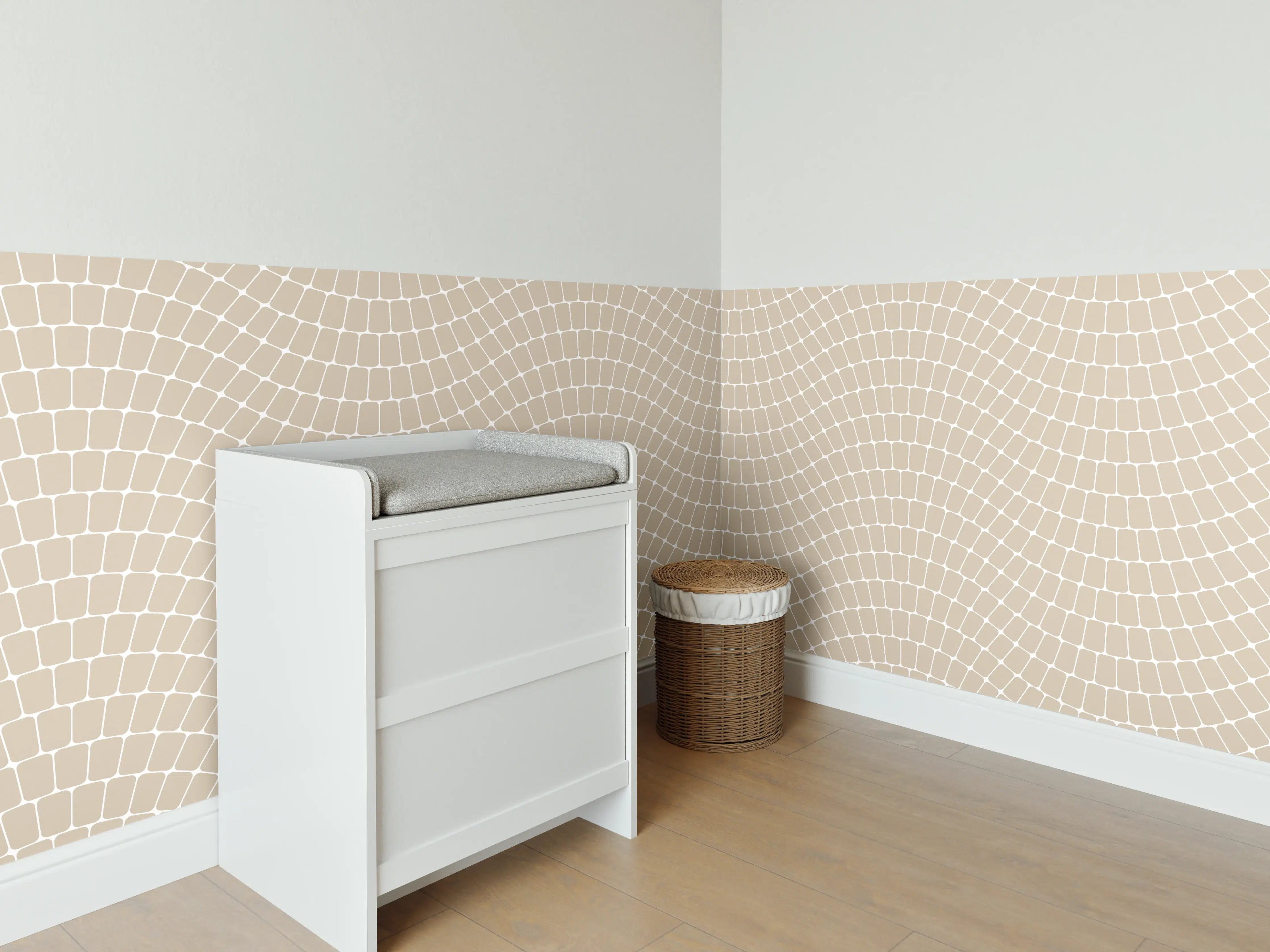 Babyzimmer Wandgestaltung - Wellenmuster in Cremefarben