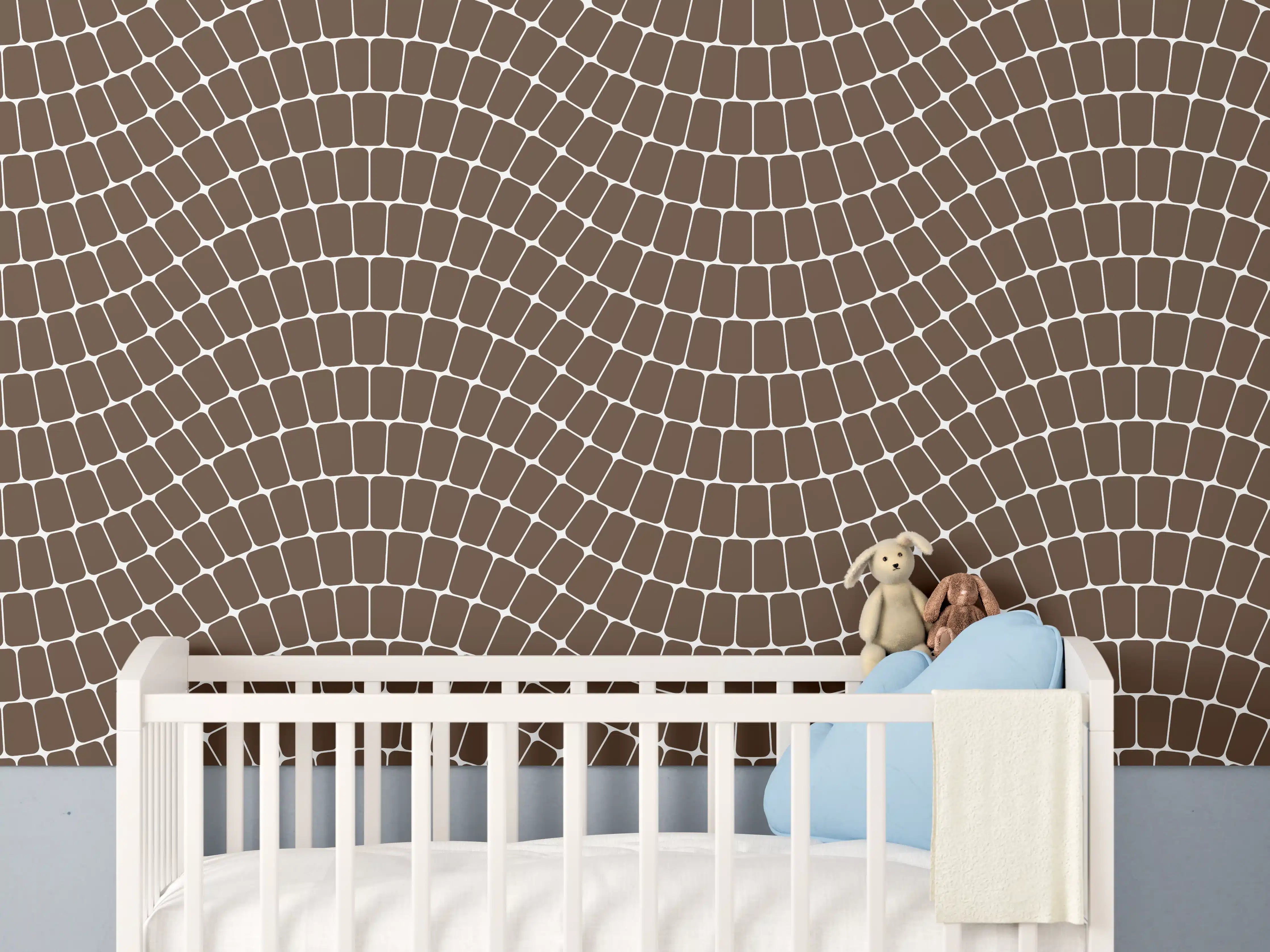 Babyzimmer Wandgestaltung - Wellenmuster in Kaffee-Braun