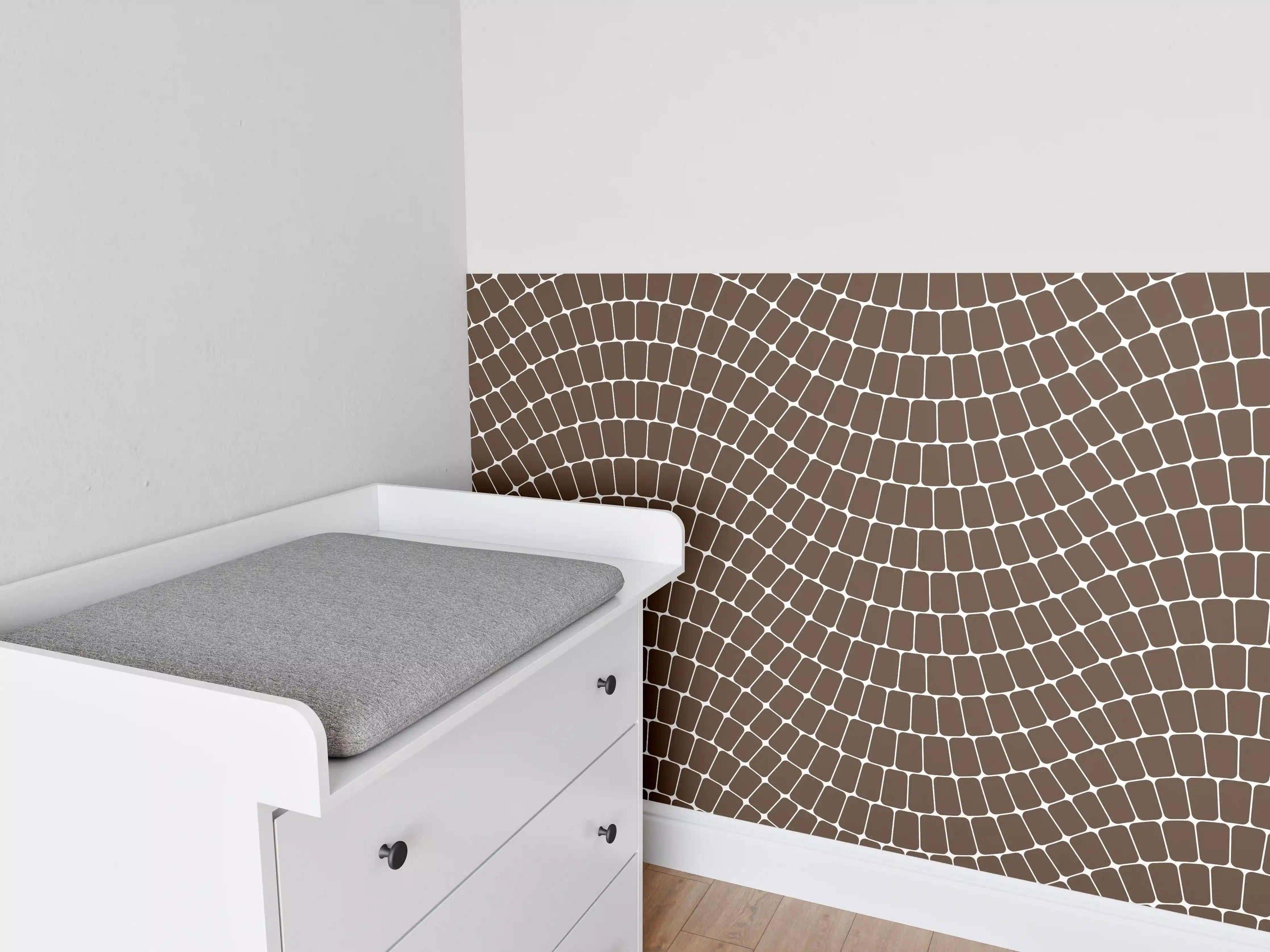Babyzimmer Wandgestaltung - Wellenmuster in Kaffee-Braun