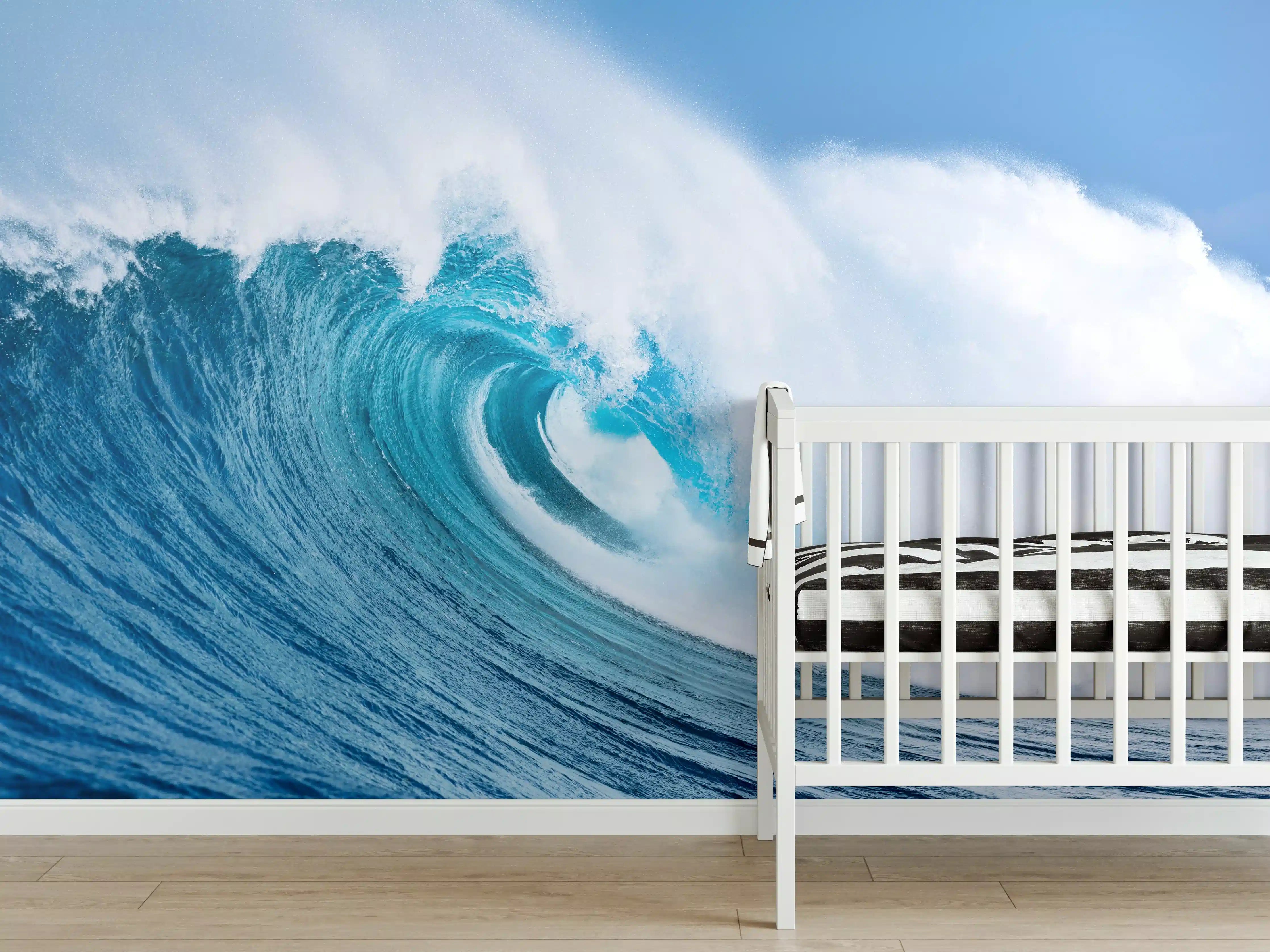 Babyzimmer Wandgestaltung - Wellentraum in Blau