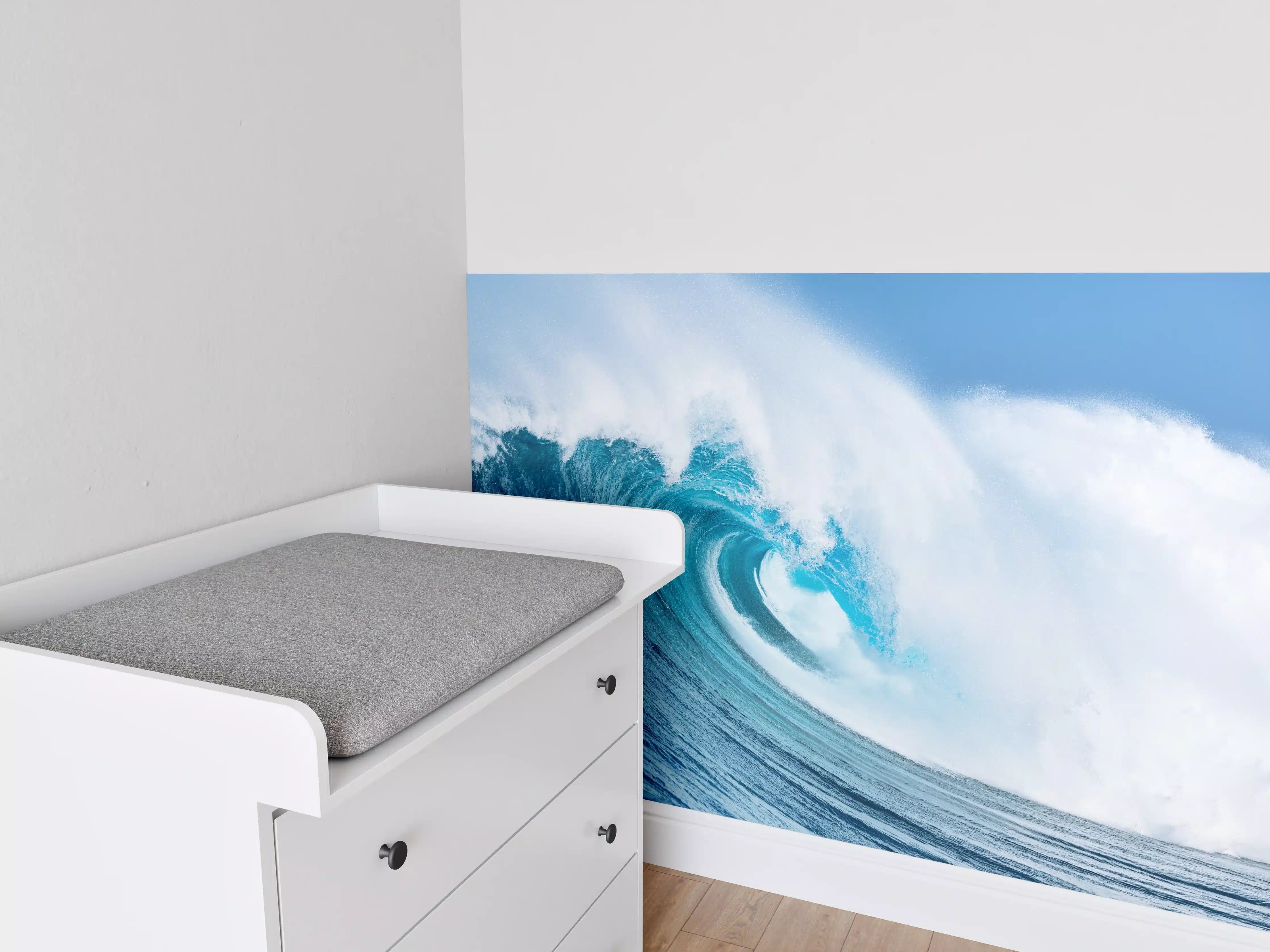 Babyzimmer Wandgestaltung - Wellentraum in Blau