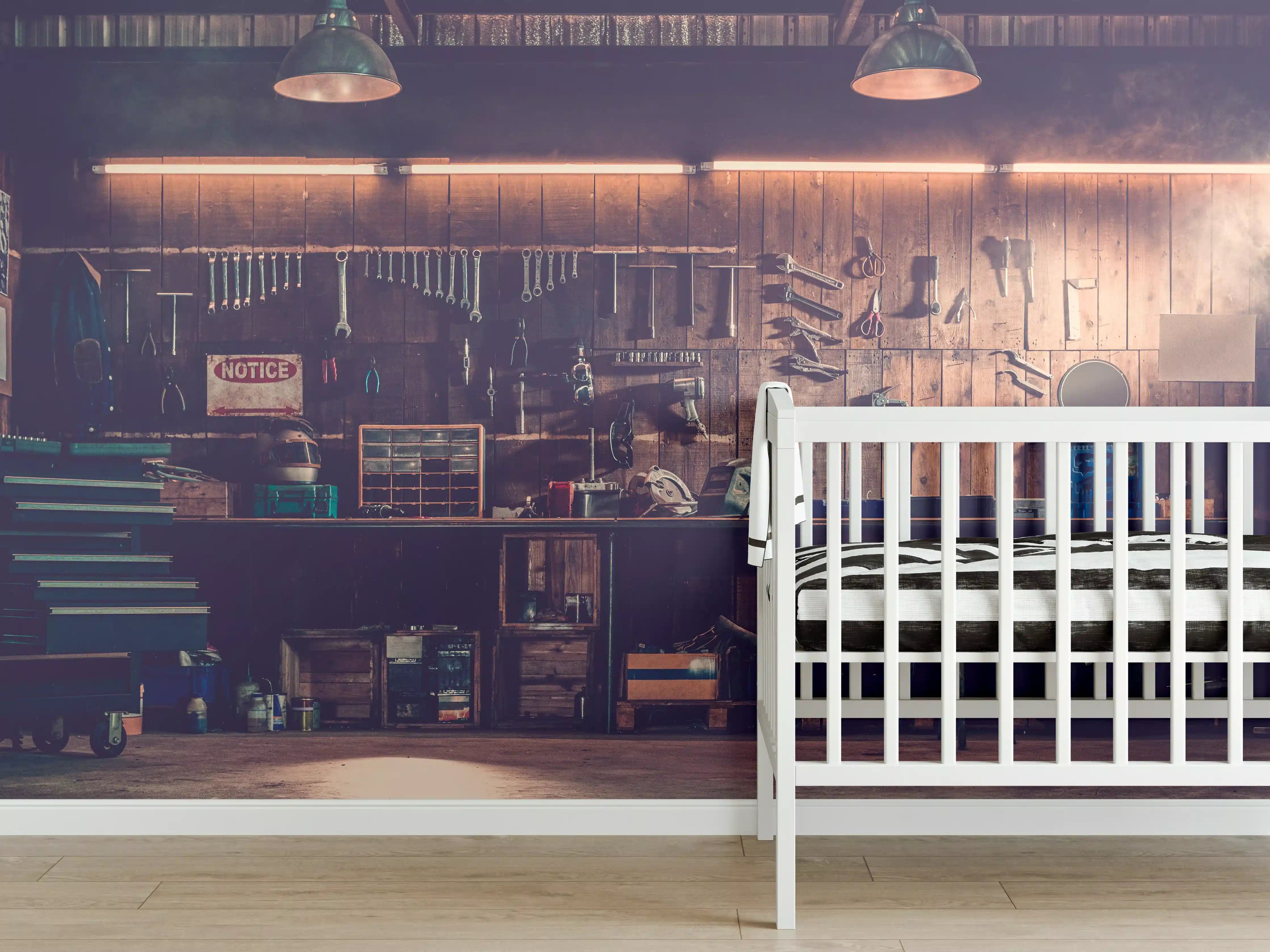 Babyzimmer Wandgestaltung - Werkstatt-Szene