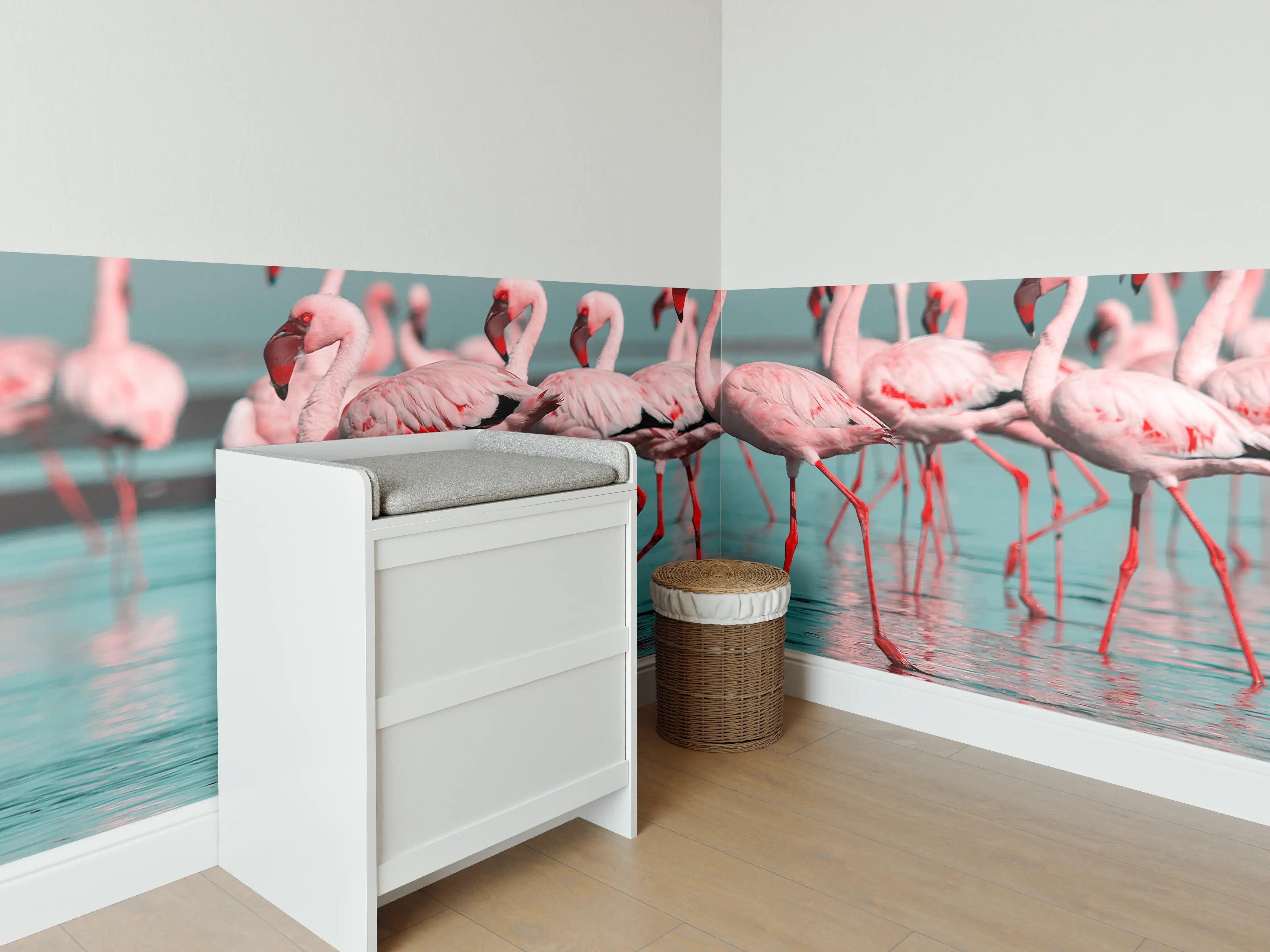Babyzimmer Wandgestaltung - Wilde Flamingo auf dem Wasser 
