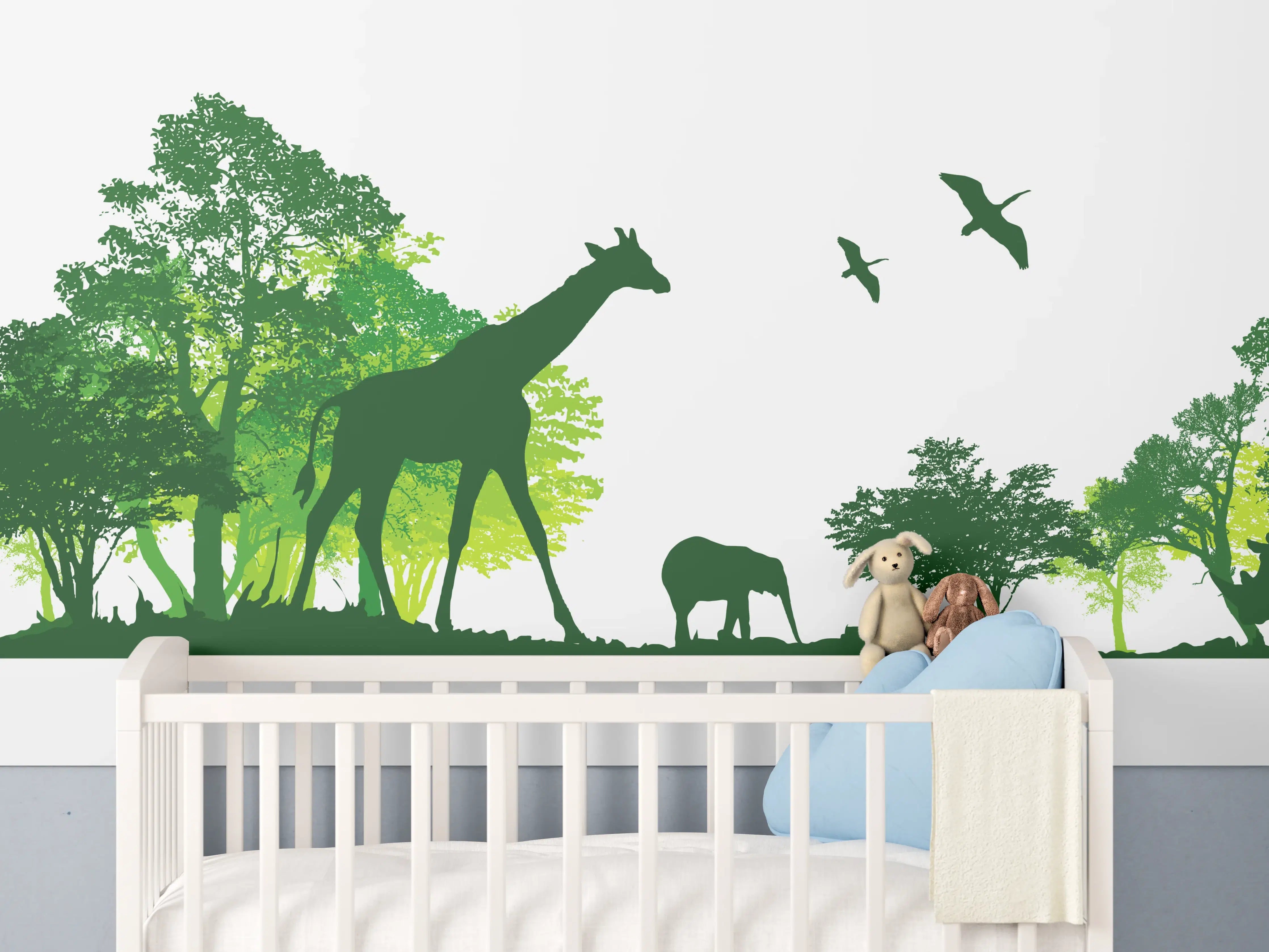 Babyzimmer Wandgestaltung - Wilde Tiere