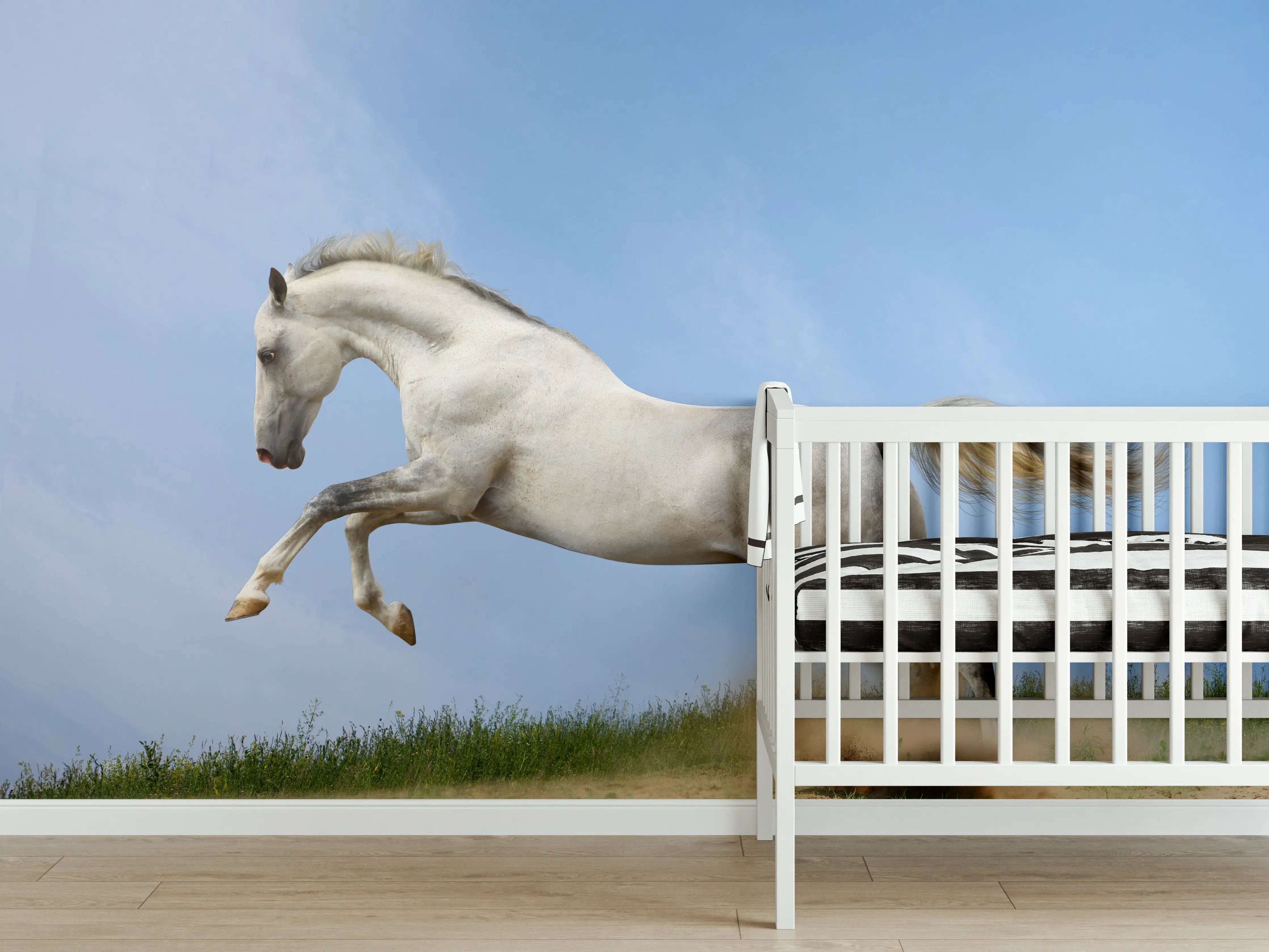 Babyzimmer Wandgestaltung - Wilder Araber-Hengst 