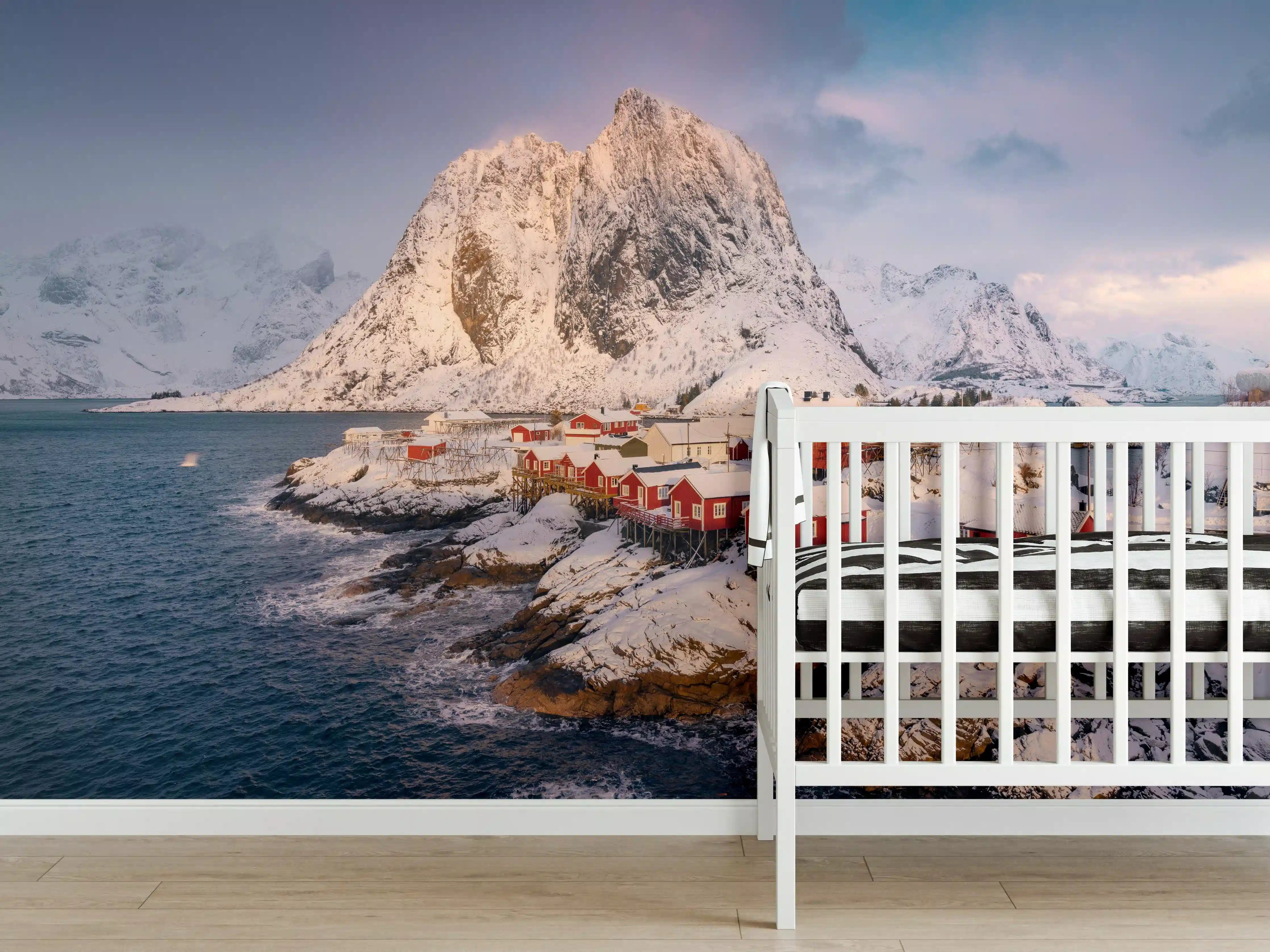 Babyzimmer Wandgestaltung - Winteridyll Lofoten Norwegen