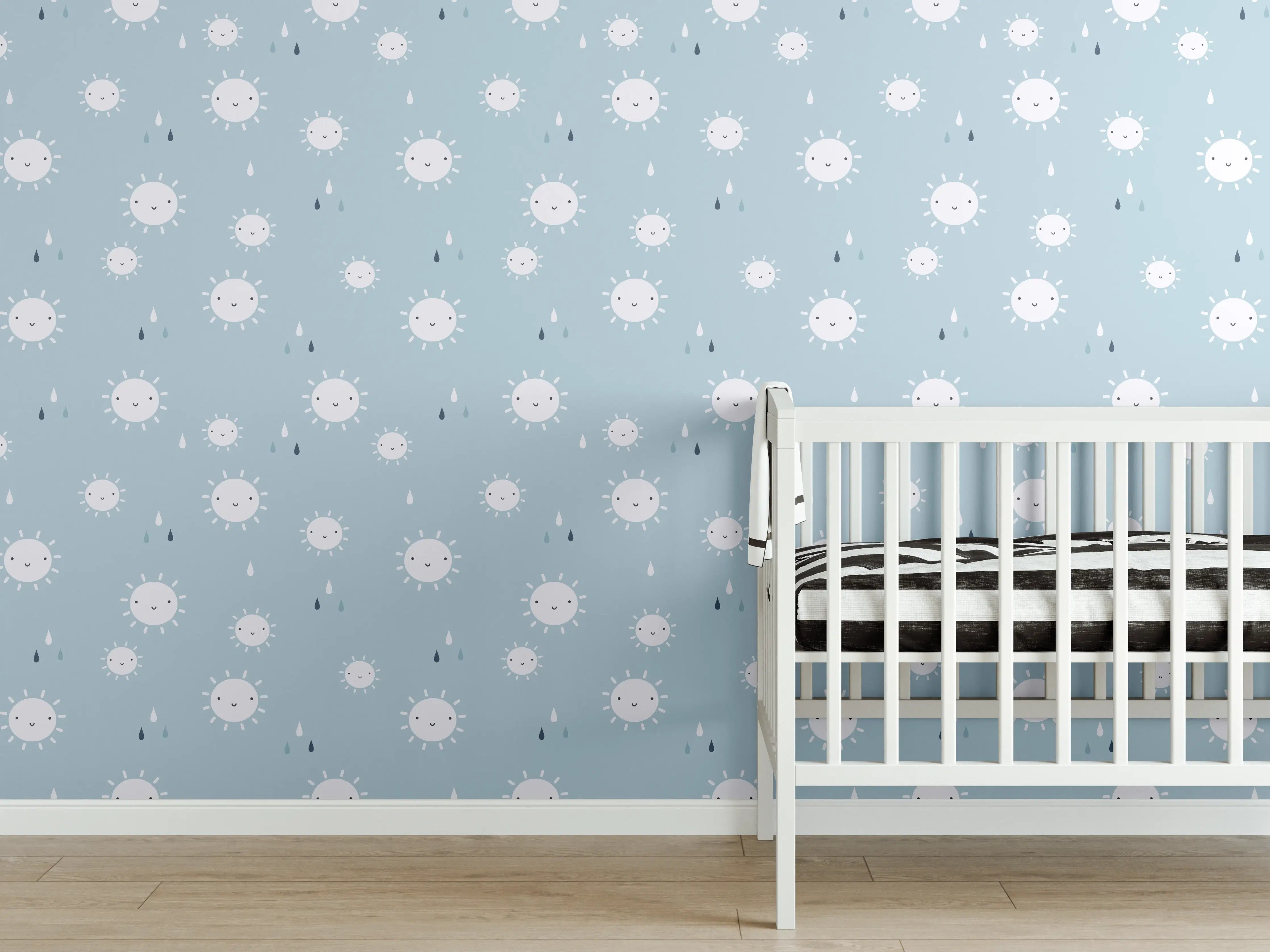 Babyzimmer Wandgestaltung - Wolkenmeer im sanften Grauton