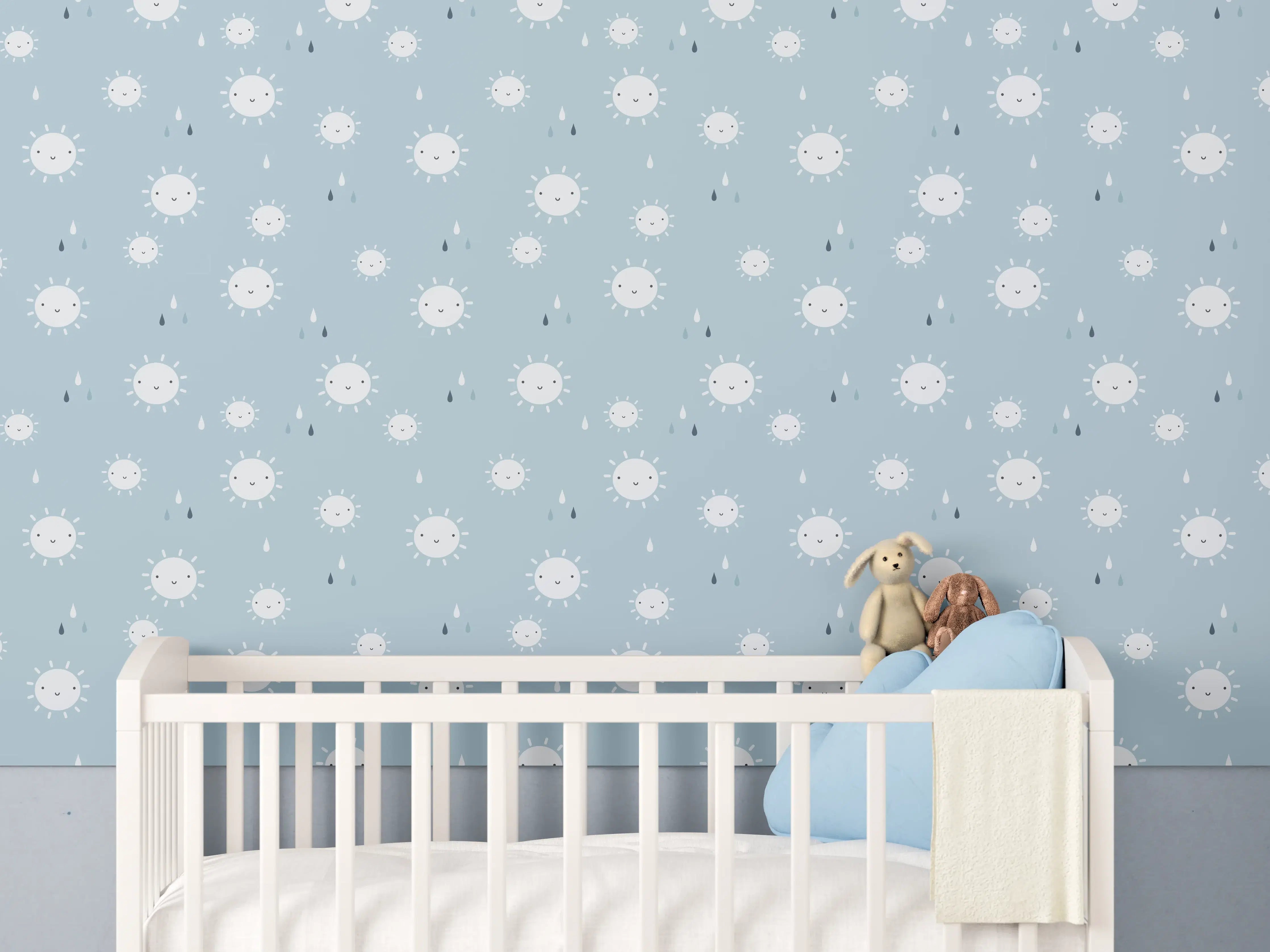 Babyzimmer Wandgestaltung - Wolkenmeer im sanften Grauton