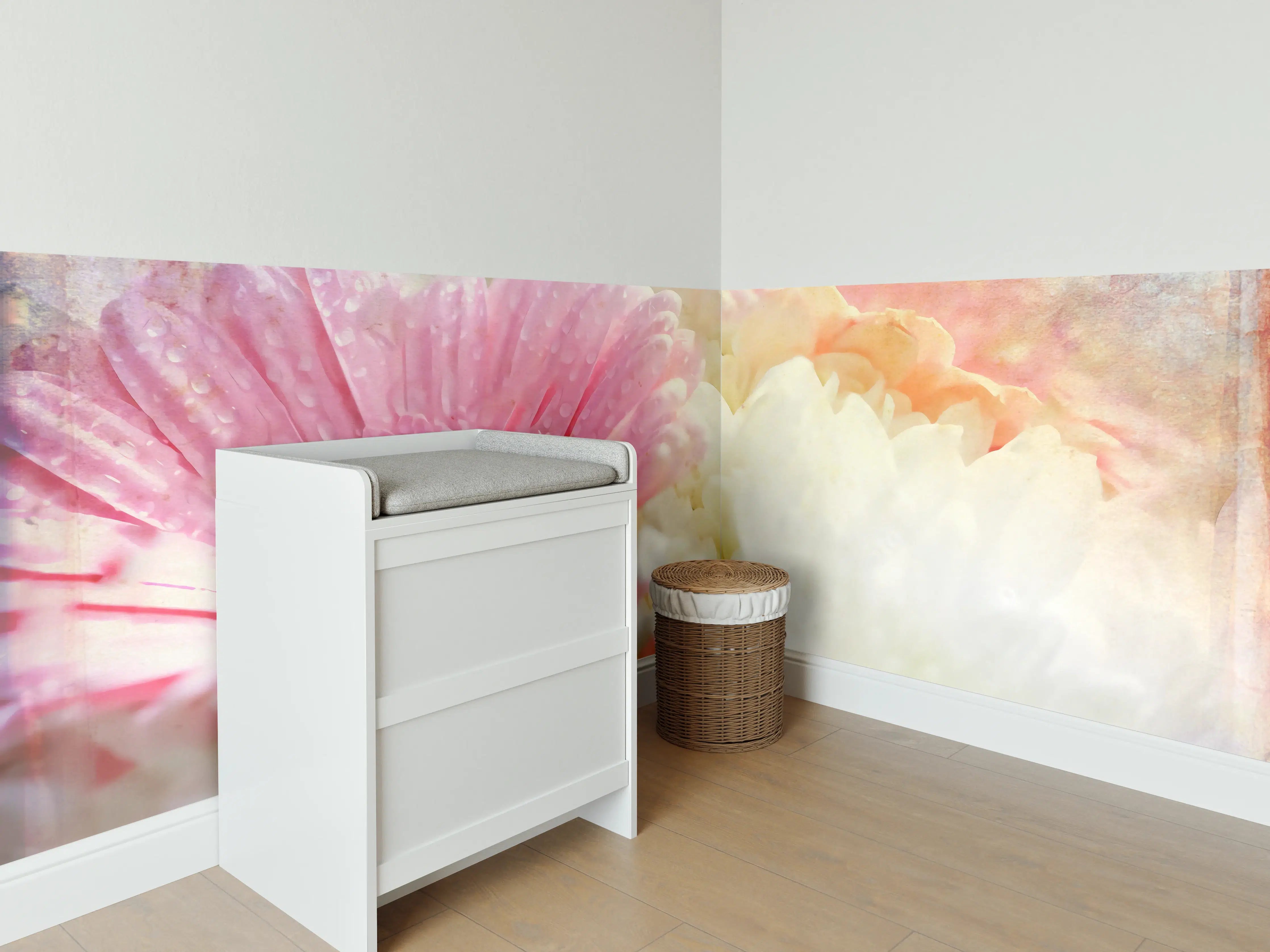 Babyzimmer Wandgestaltung - Wunderschöne Blumen - Nahaufnahme