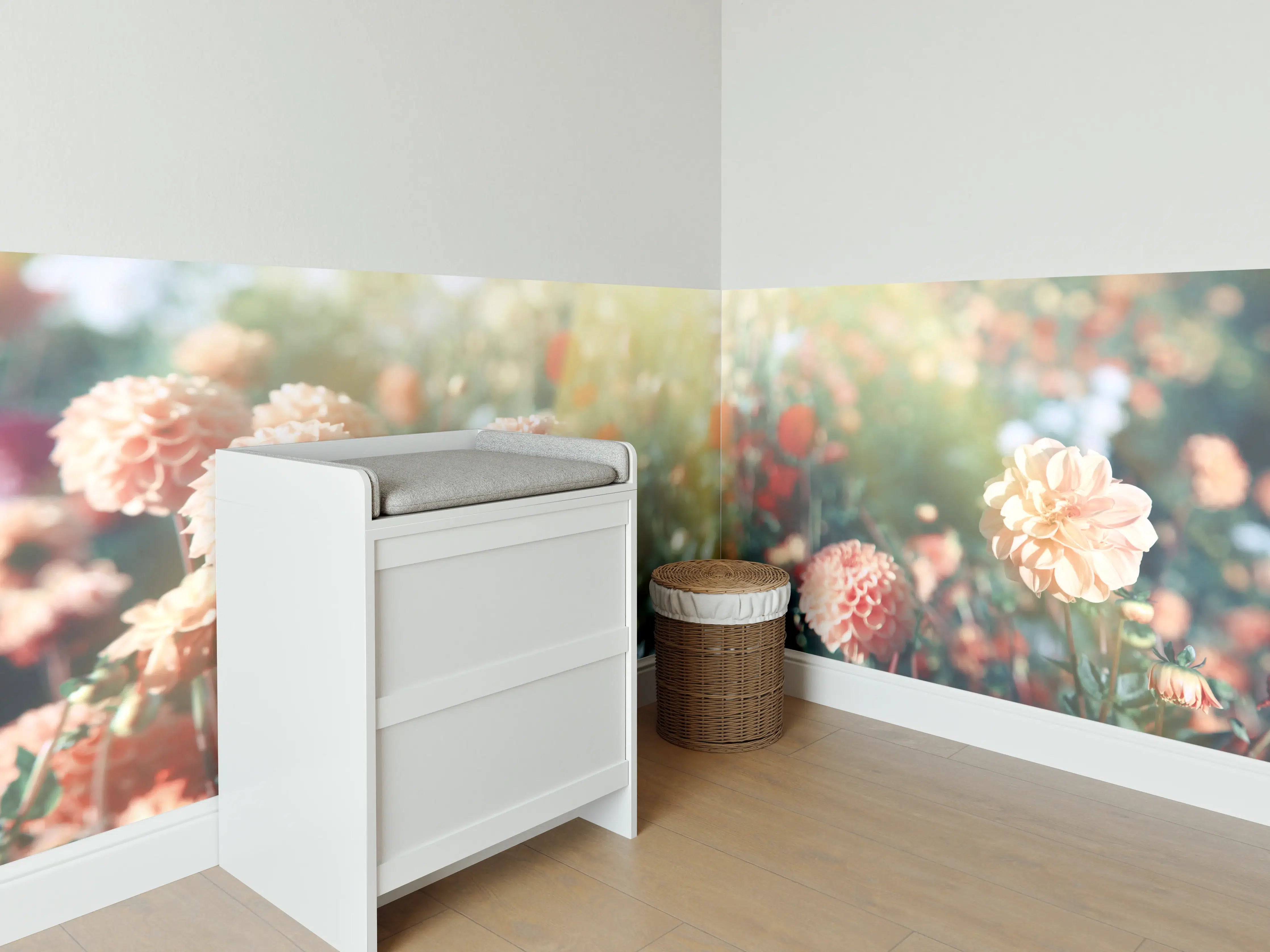 Babyzimmer Wandgestaltung - Wunderschöne Blumen im Sommer