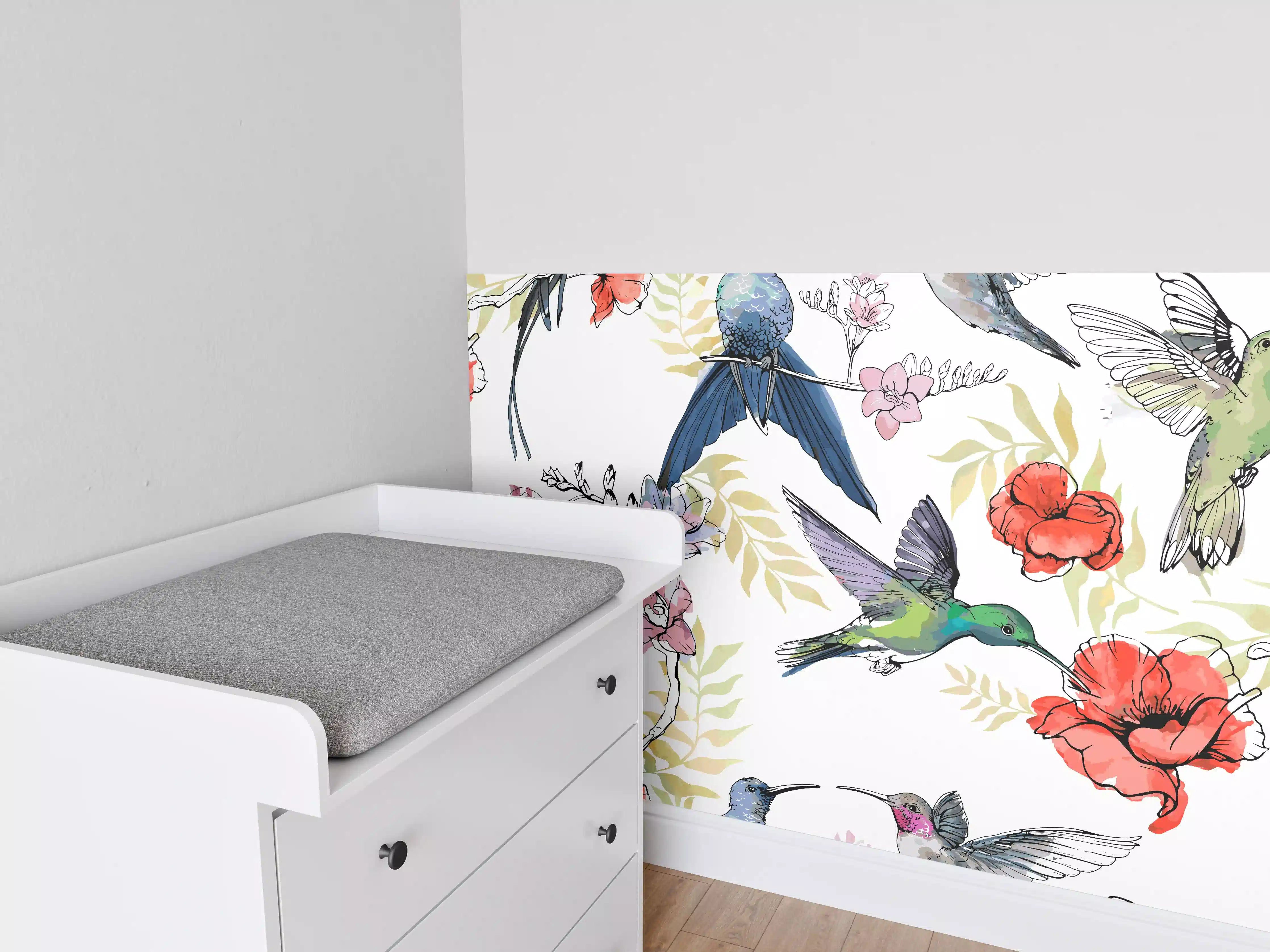 Babyzimmer Wandgestaltung - Wunderschöne Kolibris