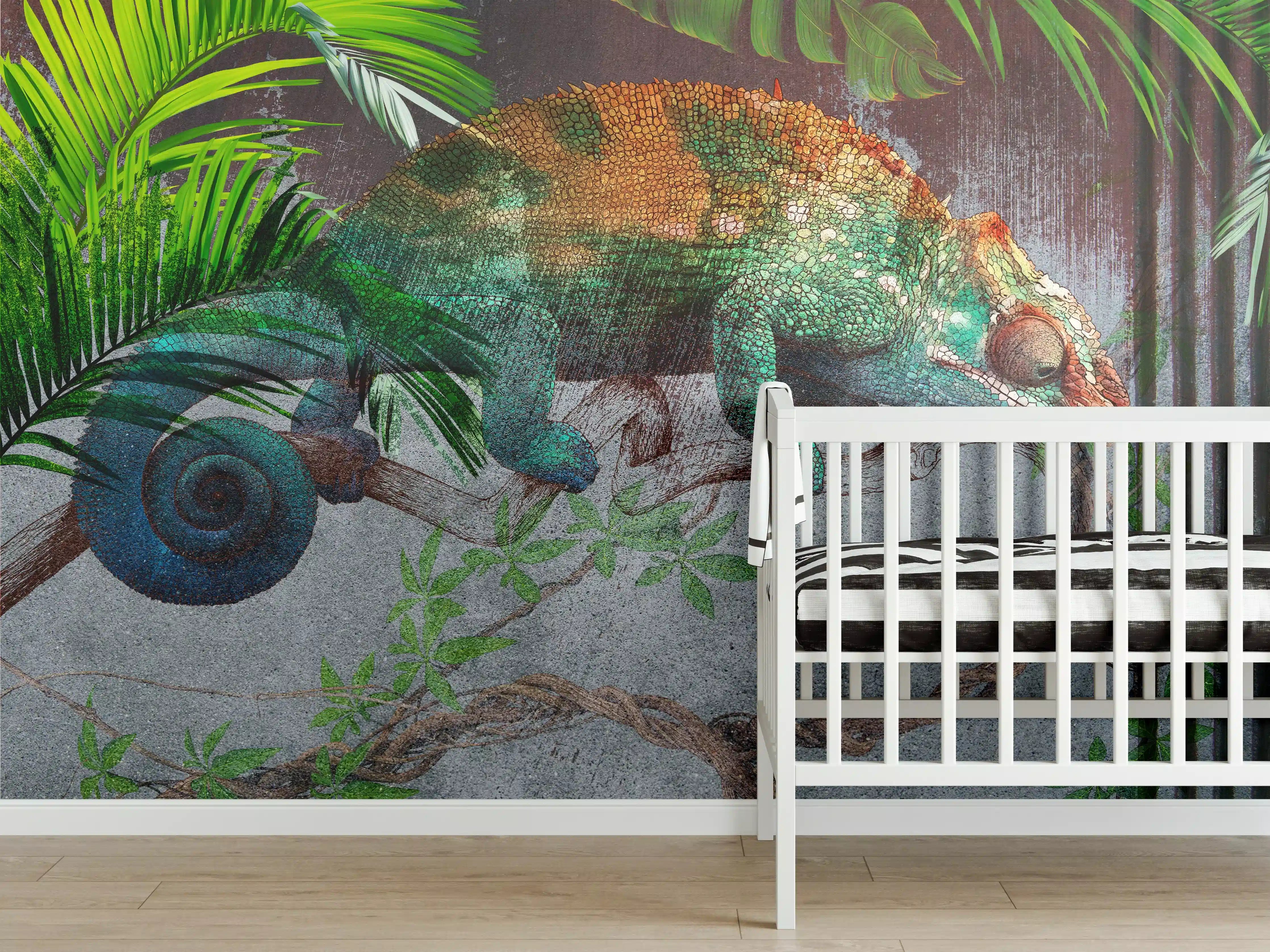 Babyzimmer Wandgestaltung - Wunderschöner Chamäleon  