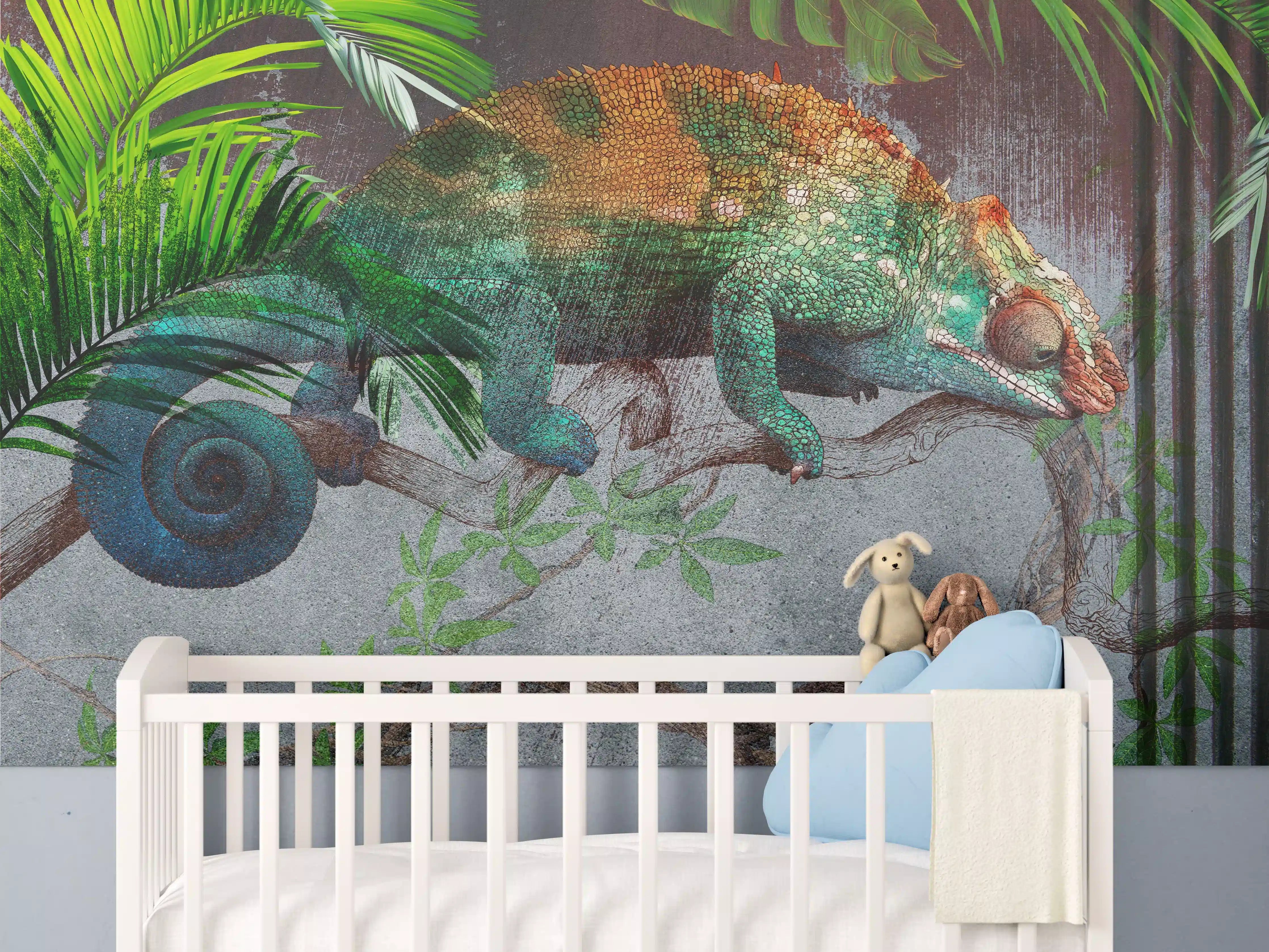 Babyzimmer Wandgestaltung - Wunderschöner Chamäleon  