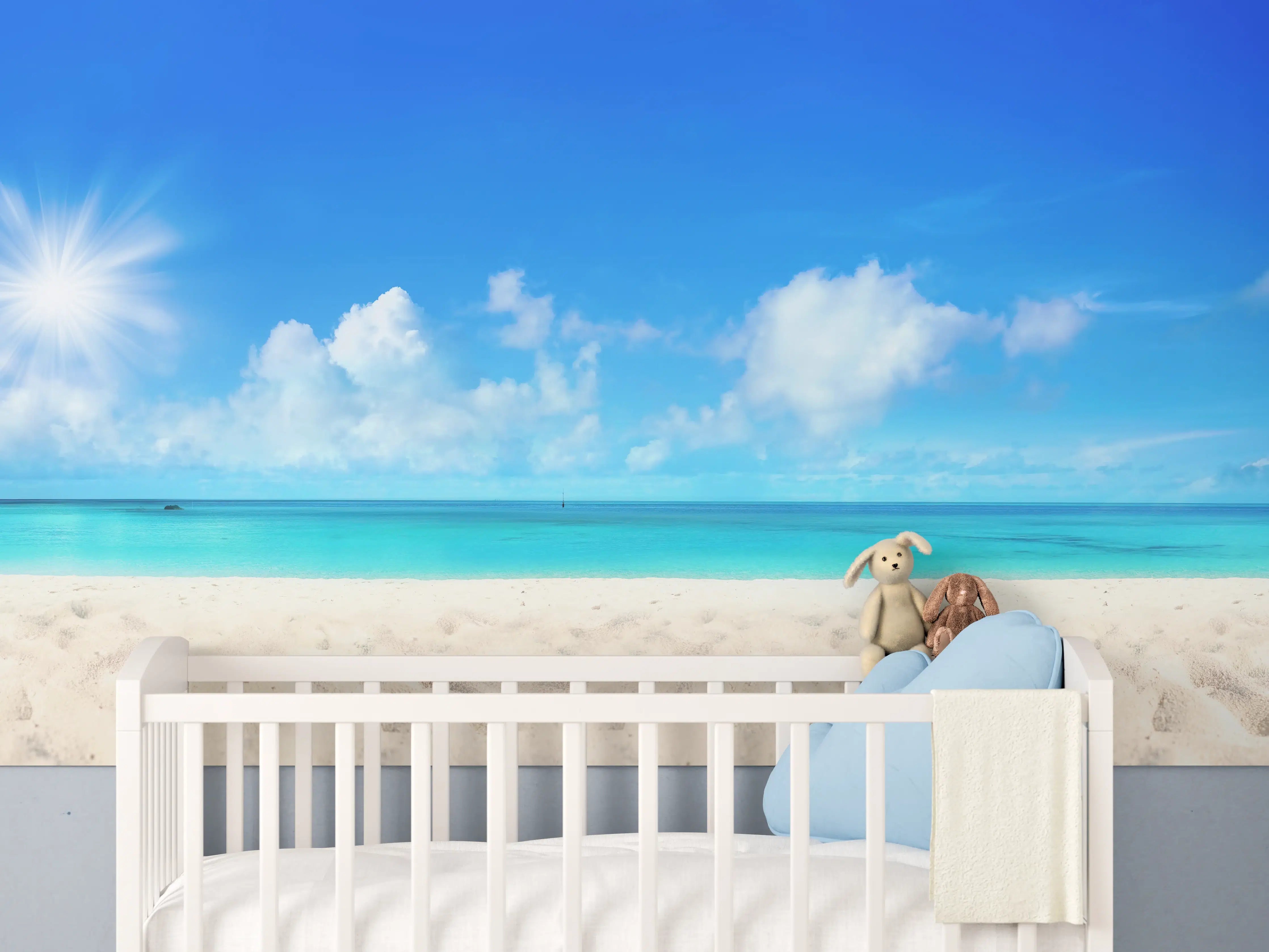 Babyzimmer Wandgestaltung - Wunderschöner Strand mit hellem Sand