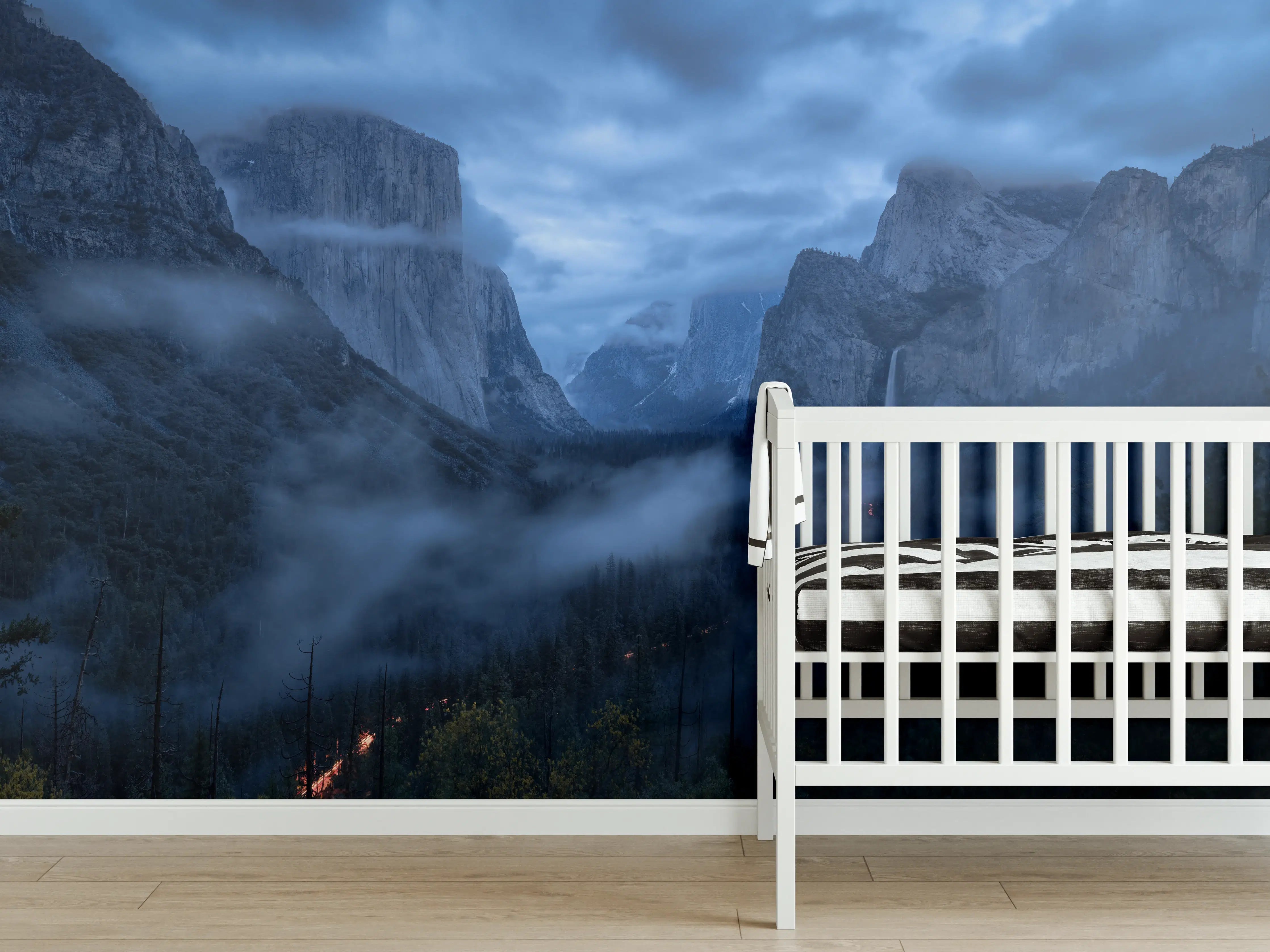 Babyzimmer Wandgestaltung - Yosemite Nebel Dämmerung