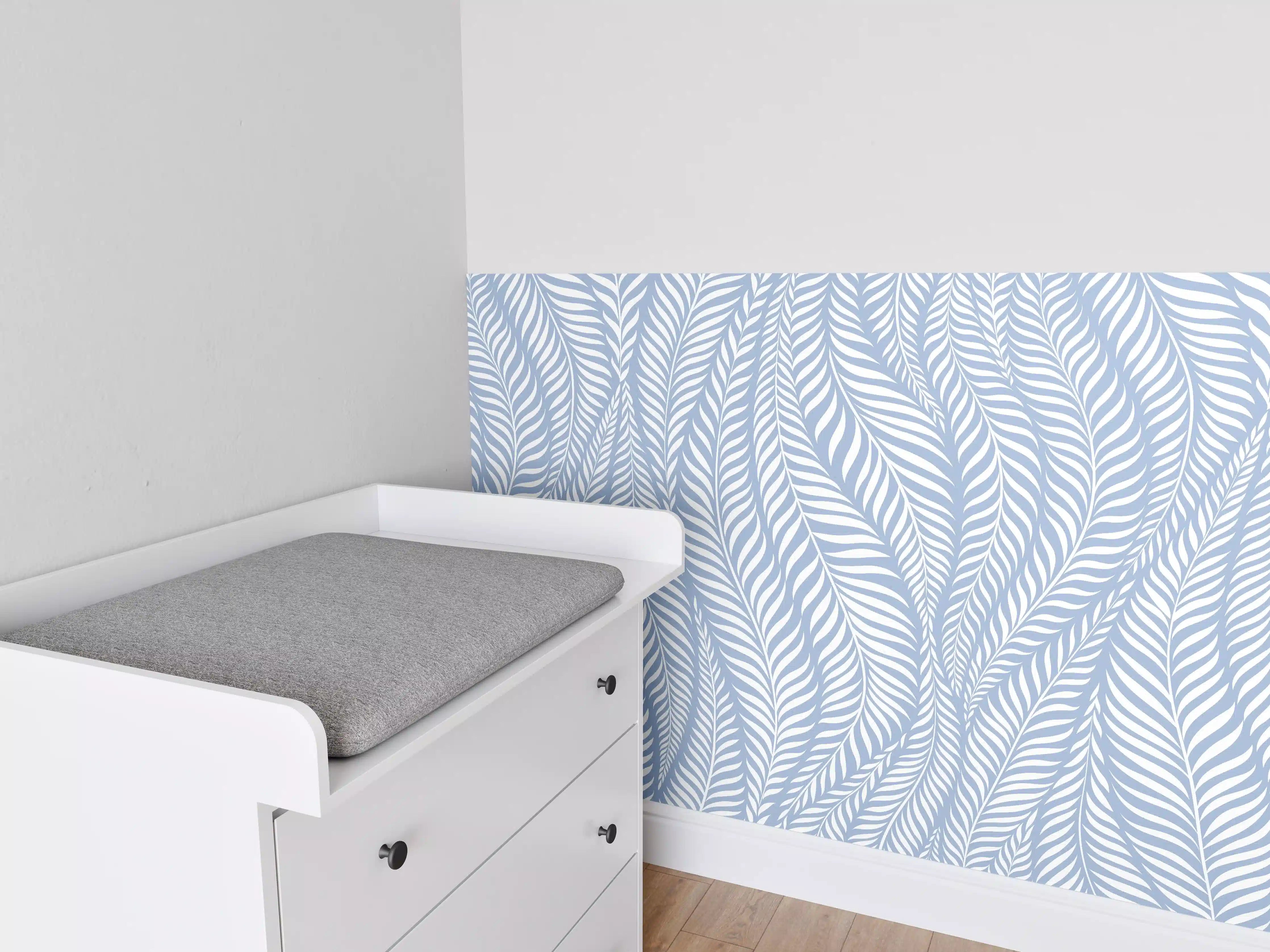 Babyzimmer Wandgestaltung - Zarte Blau-Wellen-Design