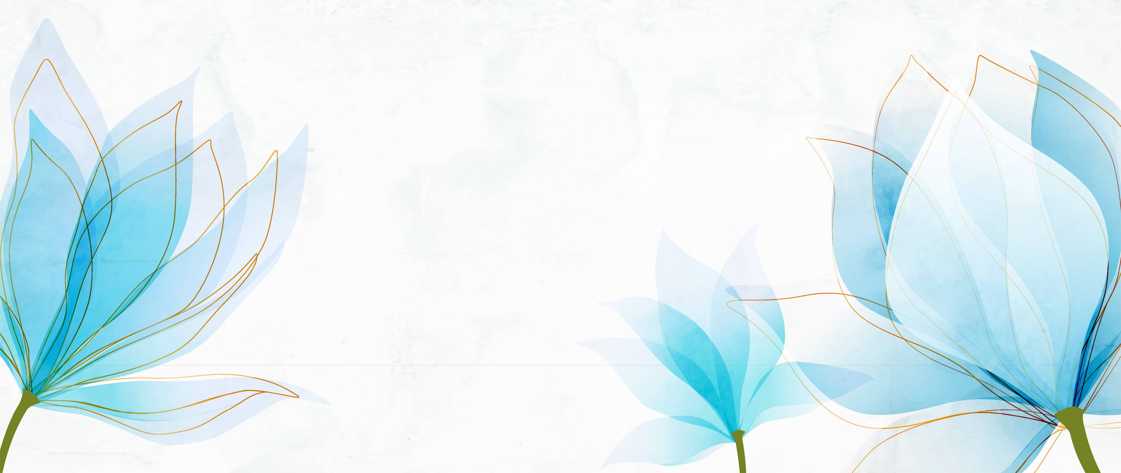 Babyzimmer Wandgestaltung-Zarte Blaue Blumen Illustration